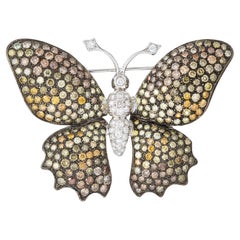 Multicolored Diamond Butterfly Brooch