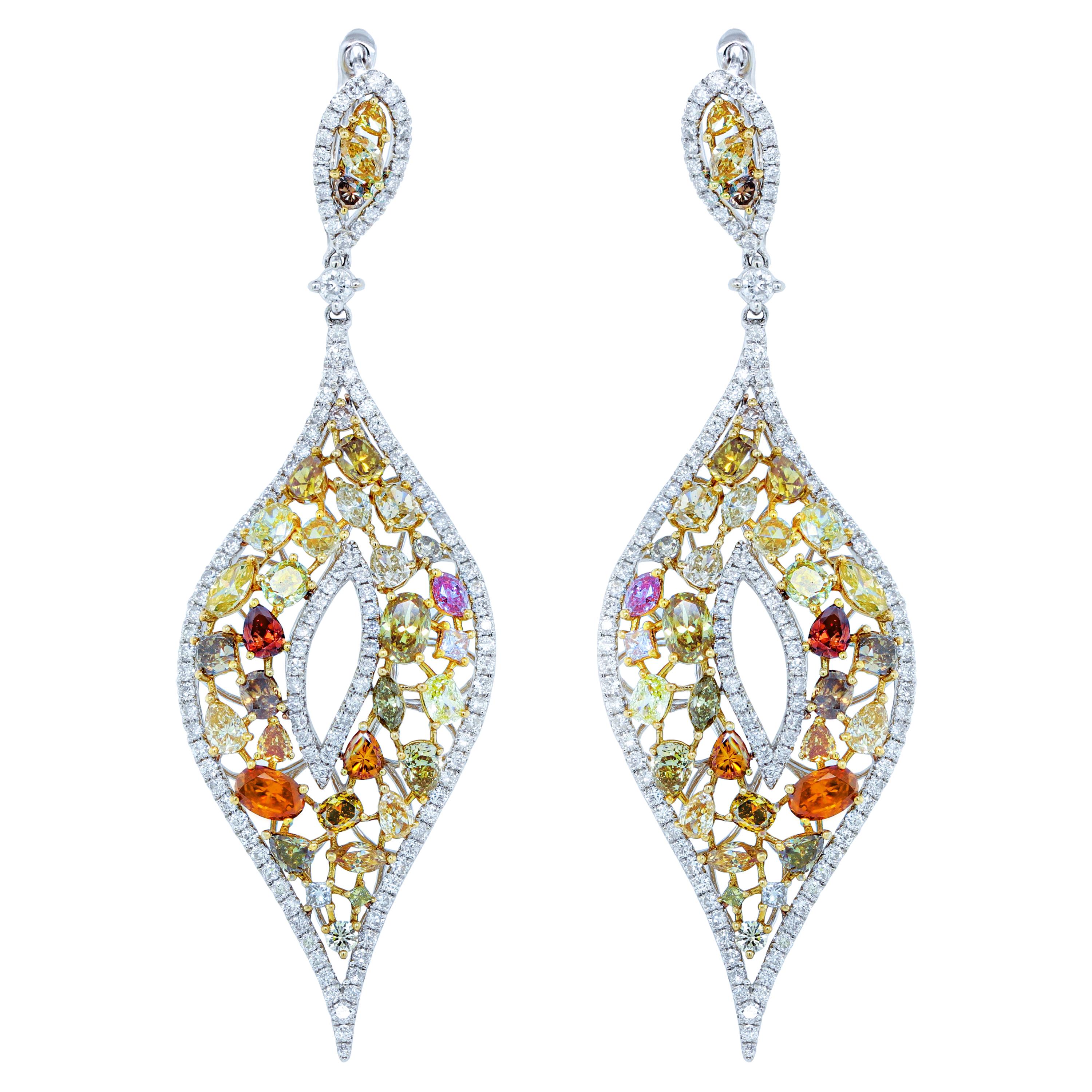 Multicolored Diamond Earrings For Sale