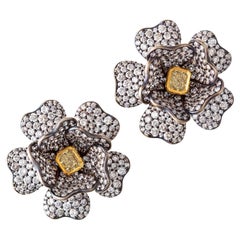 Multicolored Diamond Flower Earrings