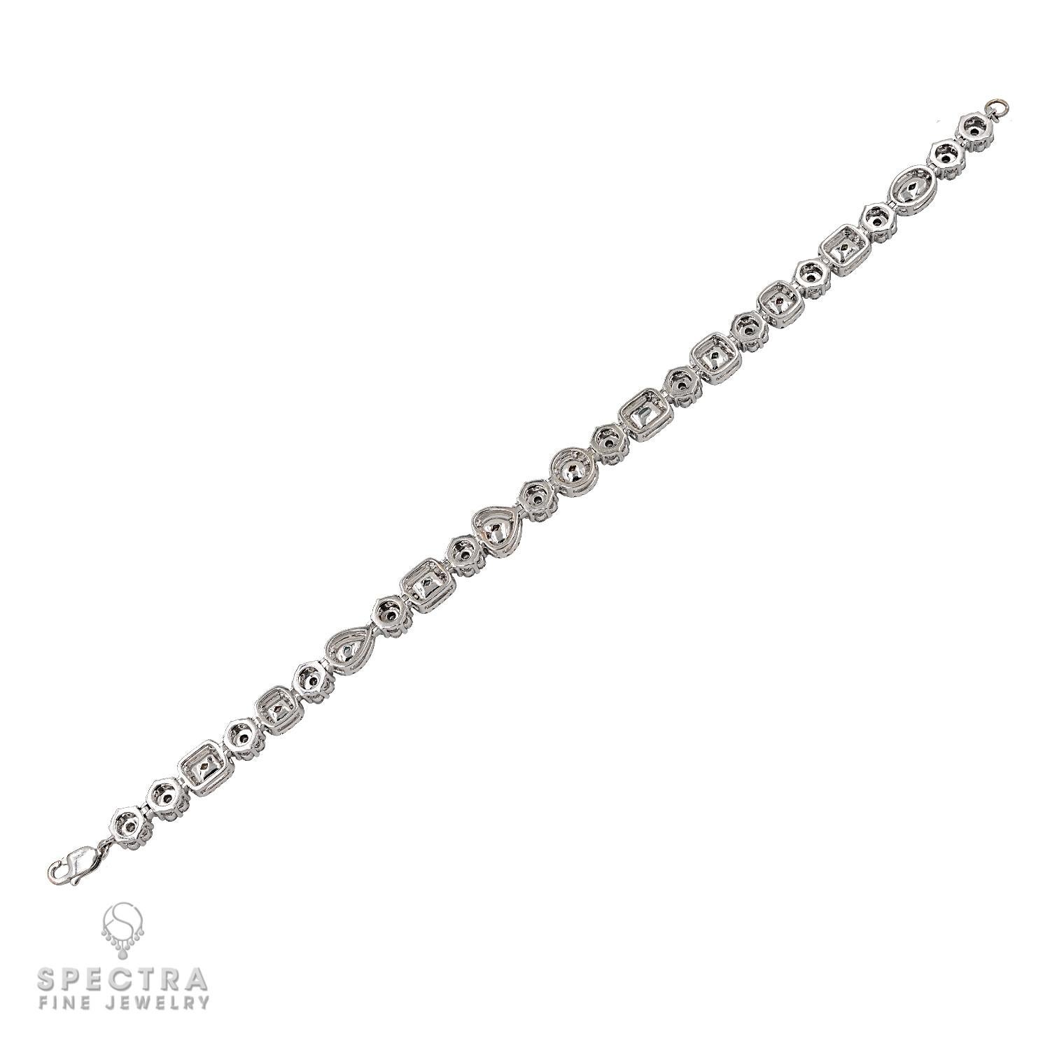 Contemporain Bracelet ligne de diamants multicolores en or blanc 18 carats en vente
