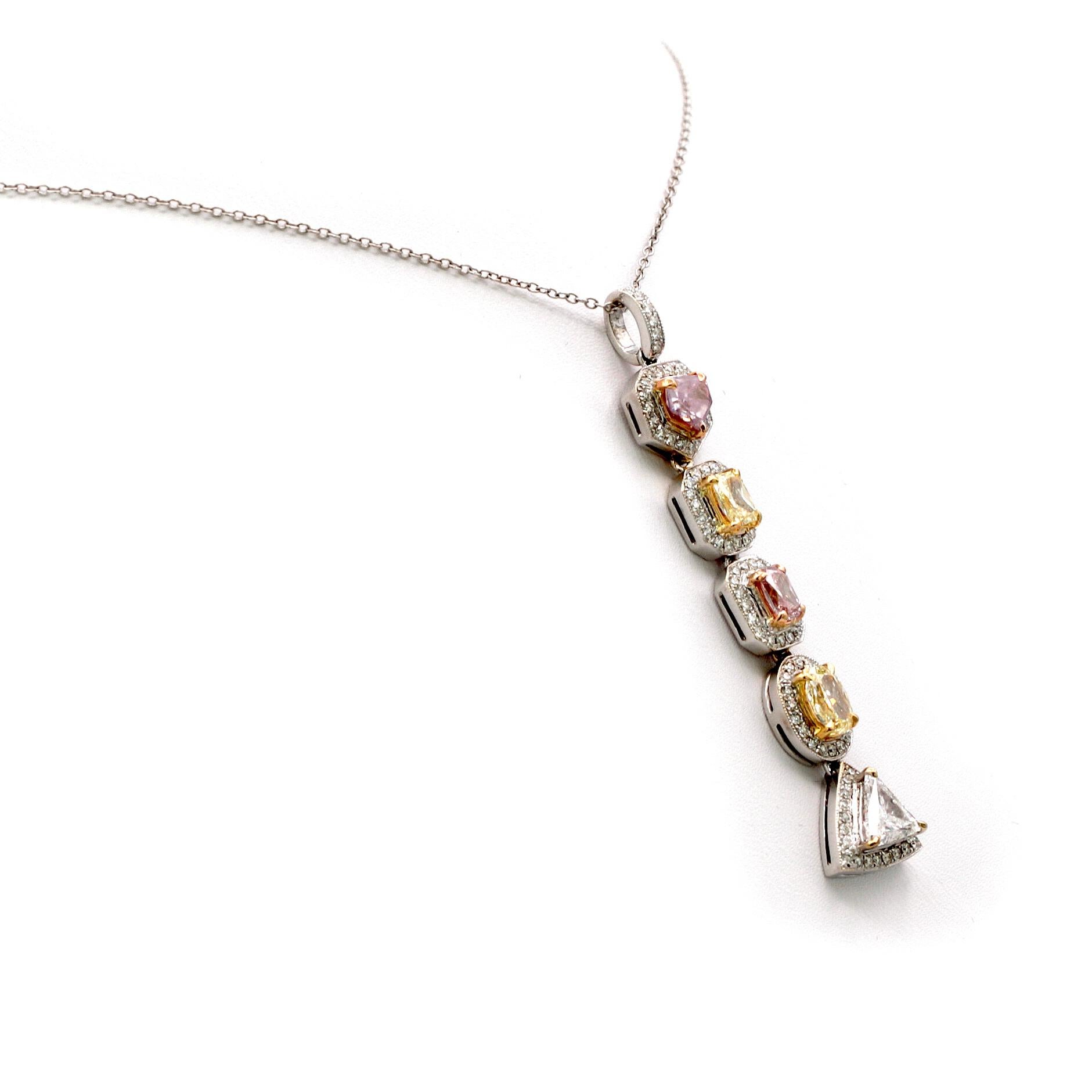 Modern Multicolored Diamonds in 18 Karat Pendant or Necklace For Sale