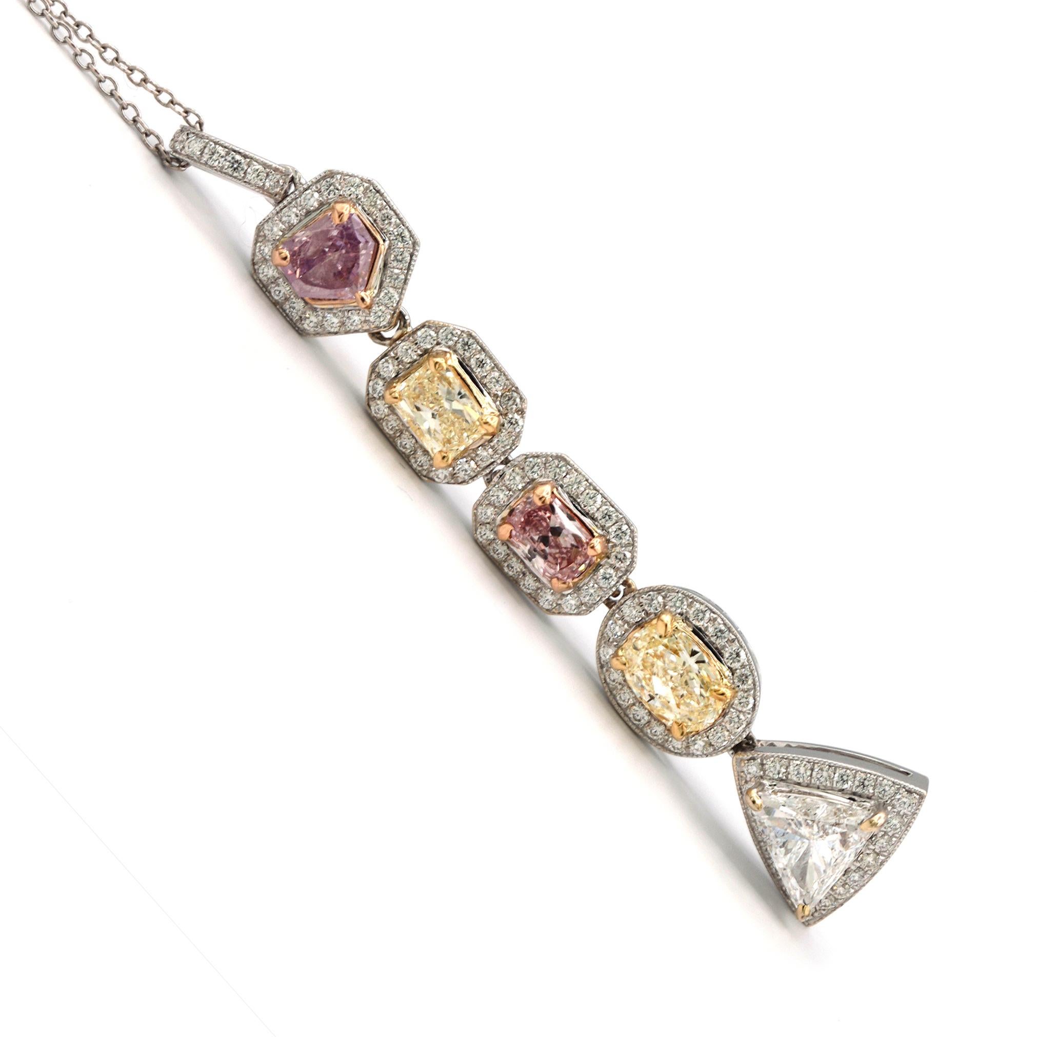Multicolored Diamonds in 18 Karat Pendant or Necklace In New Condition For Sale In Los Angeles, CA