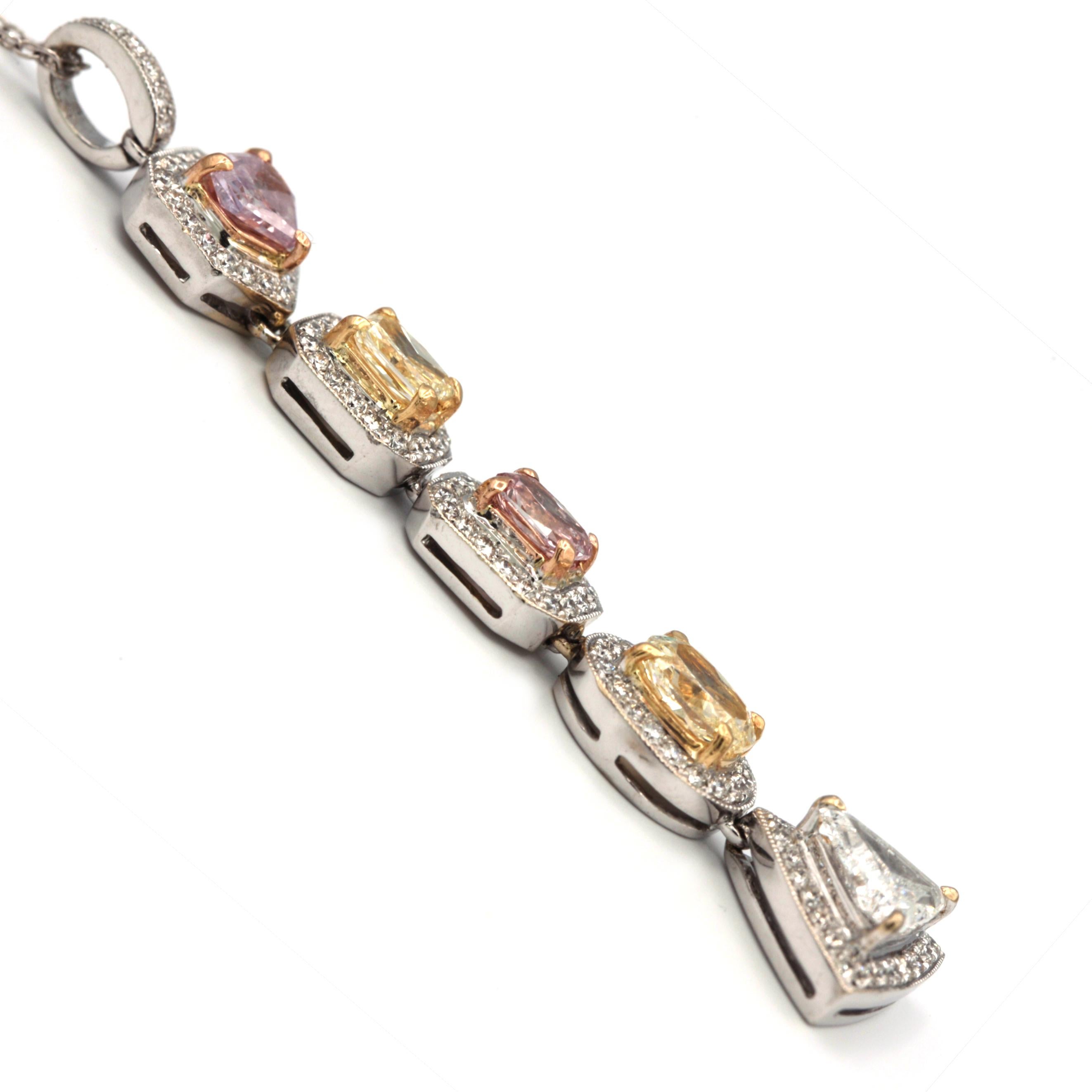 Women's or Men's Multicolored Diamonds in 18 Karat Pendant or Necklace For Sale