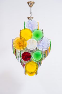 Multicolored Discs flushmount in blown Murano glass Giovanni Dalla Fina Italy