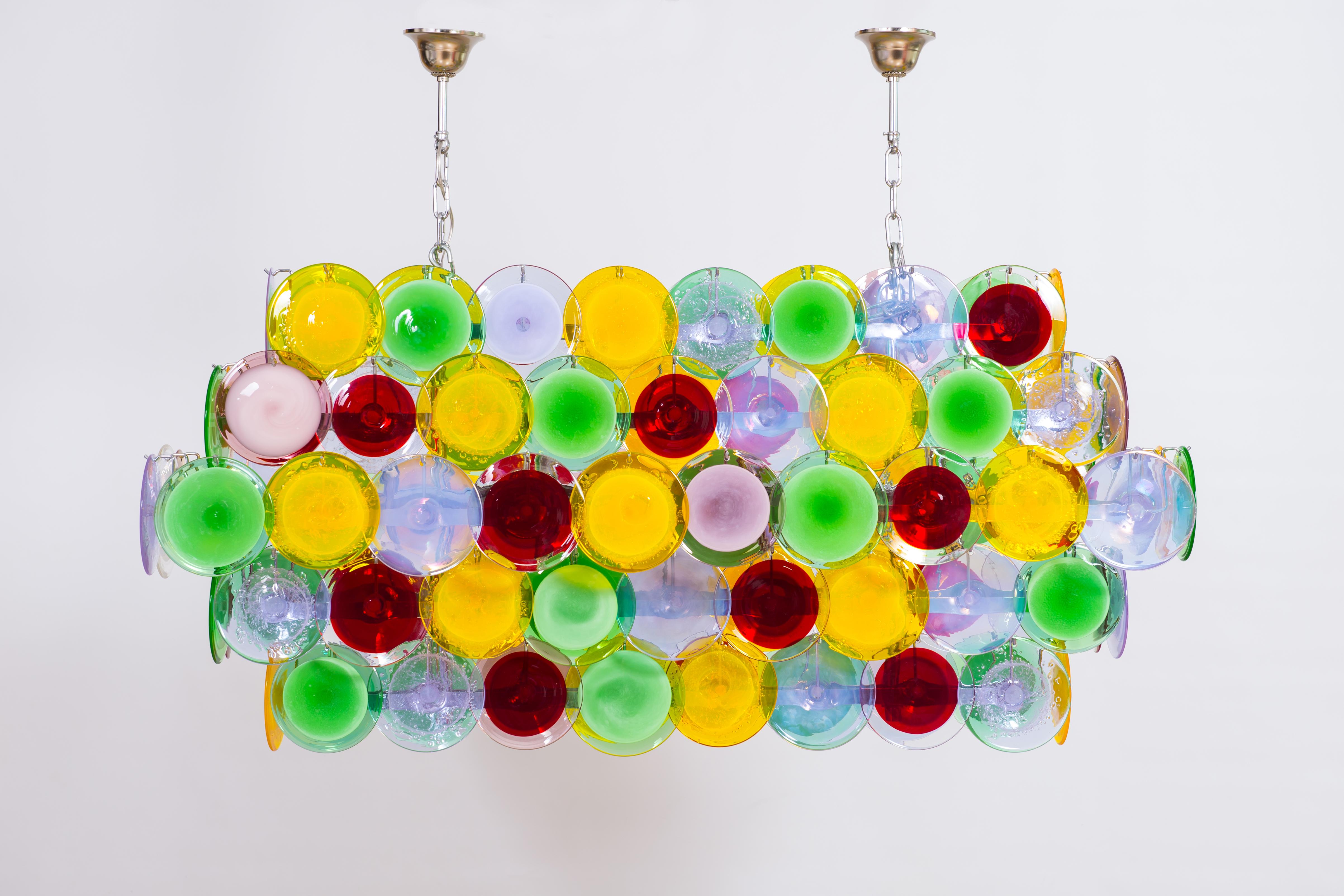 Moderne Support de lampe à disques multicolores en verre soufflé de Murano Giovanni Dalla Fina Italie en vente