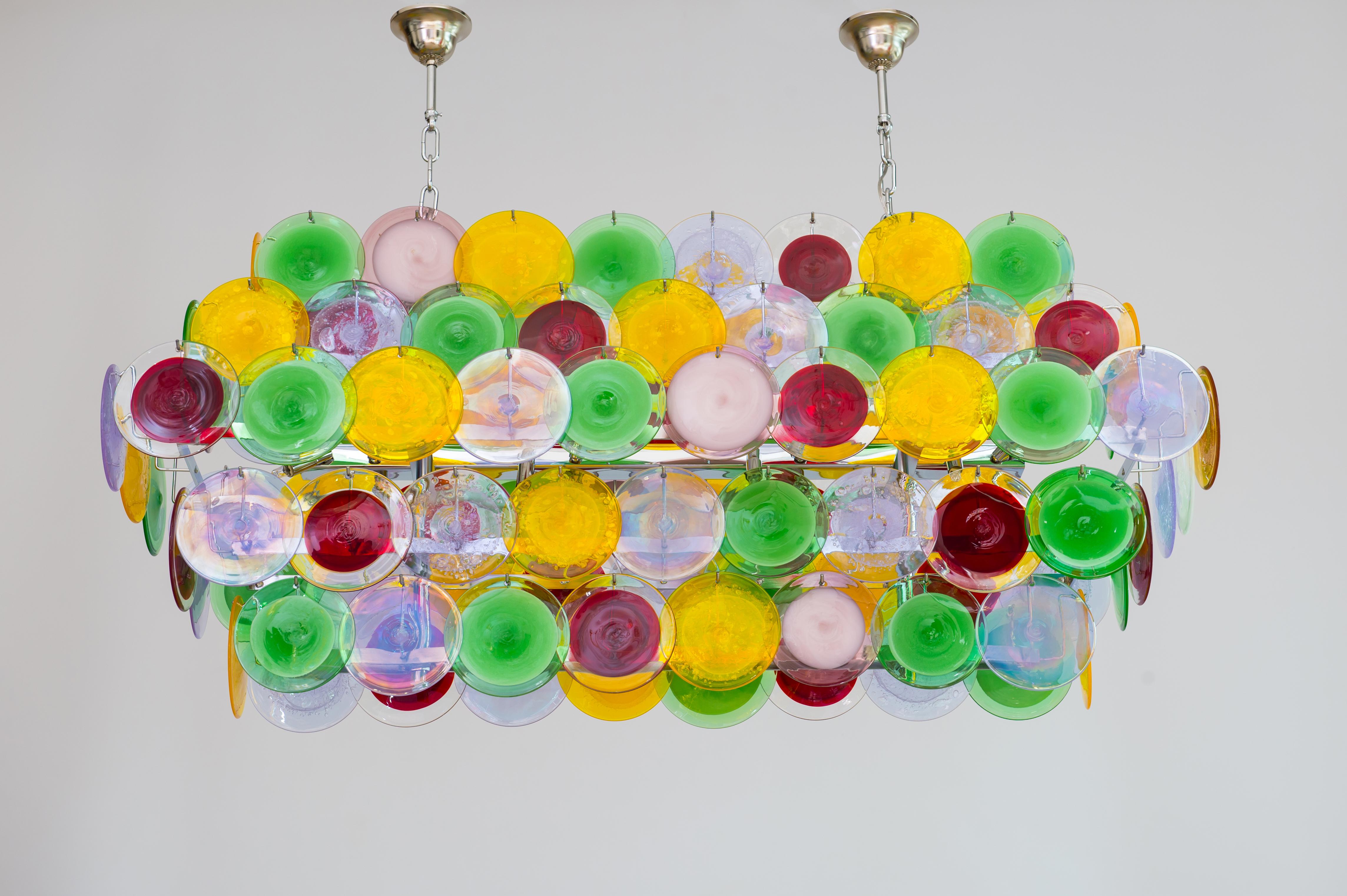 Fait main Support de lampe à disques multicolores en verre soufflé de Murano Giovanni Dalla Fina Italie en vente