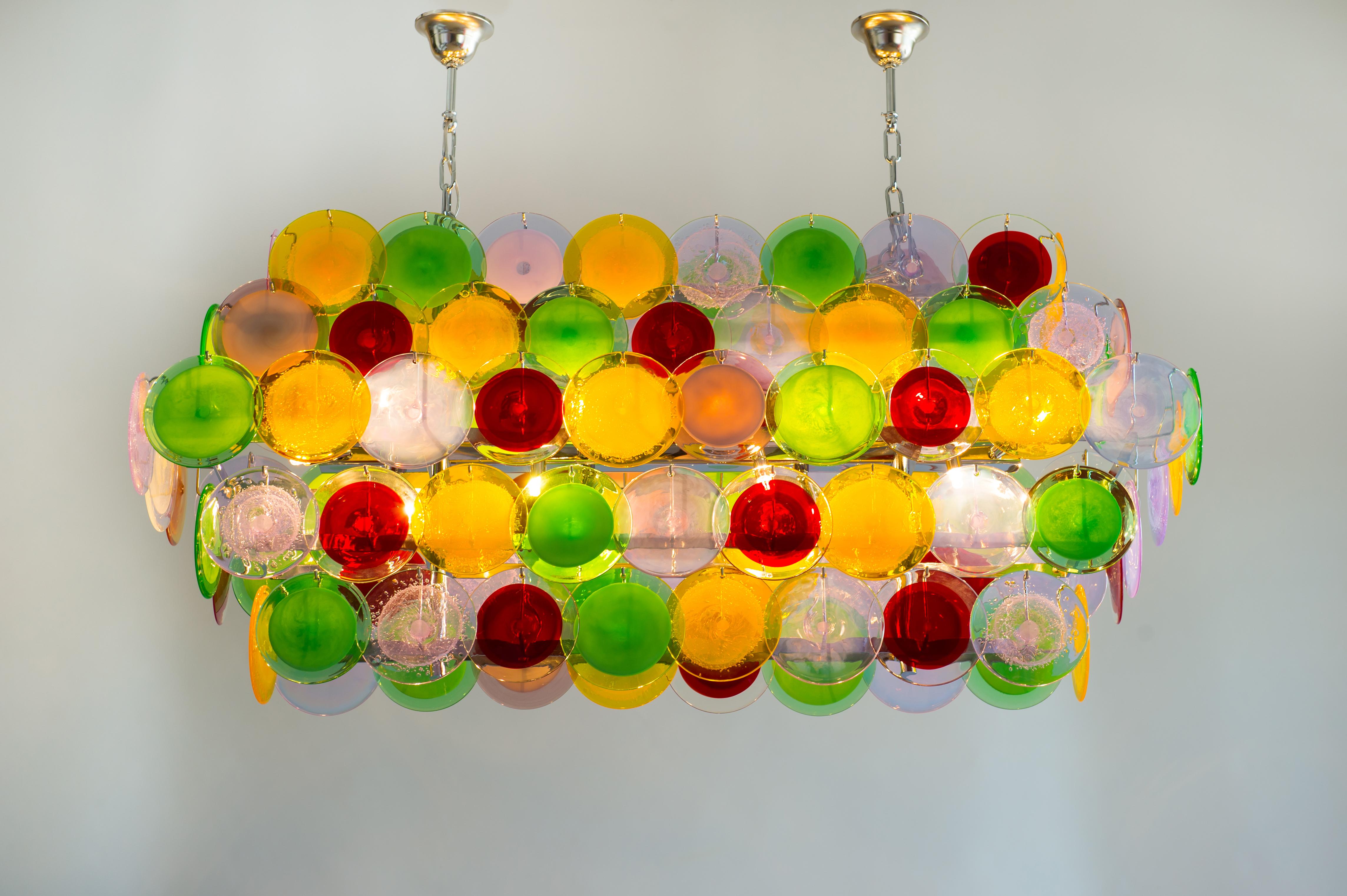 Support de lampe à disques multicolores en verre soufflé de Murano Giovanni Dalla Fina Italie Excellent état - En vente à Villaverla, IT