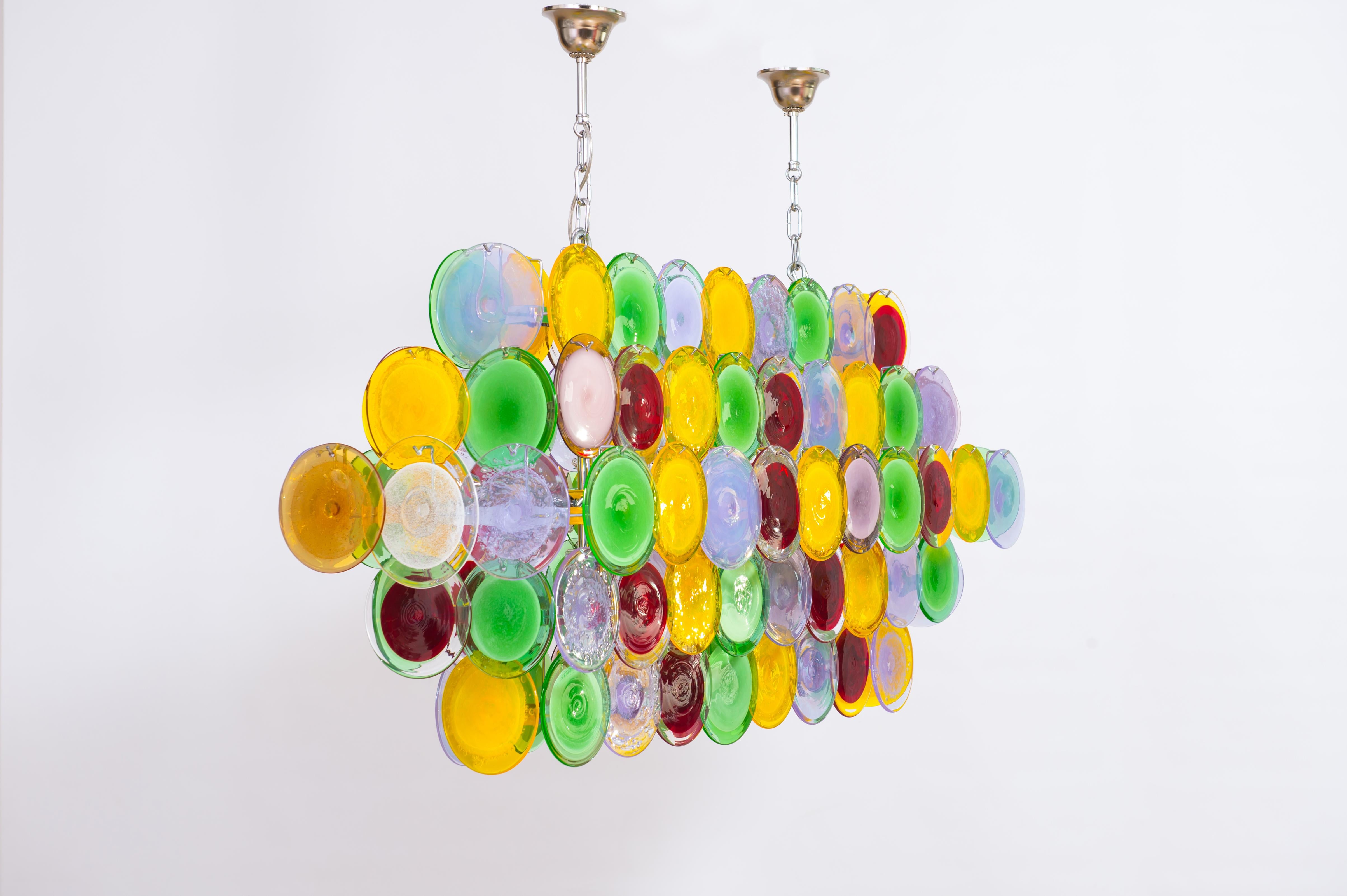 Support de lampe à disques multicolores en verre soufflé de Murano Giovanni Dalla Fina Italie en vente 1