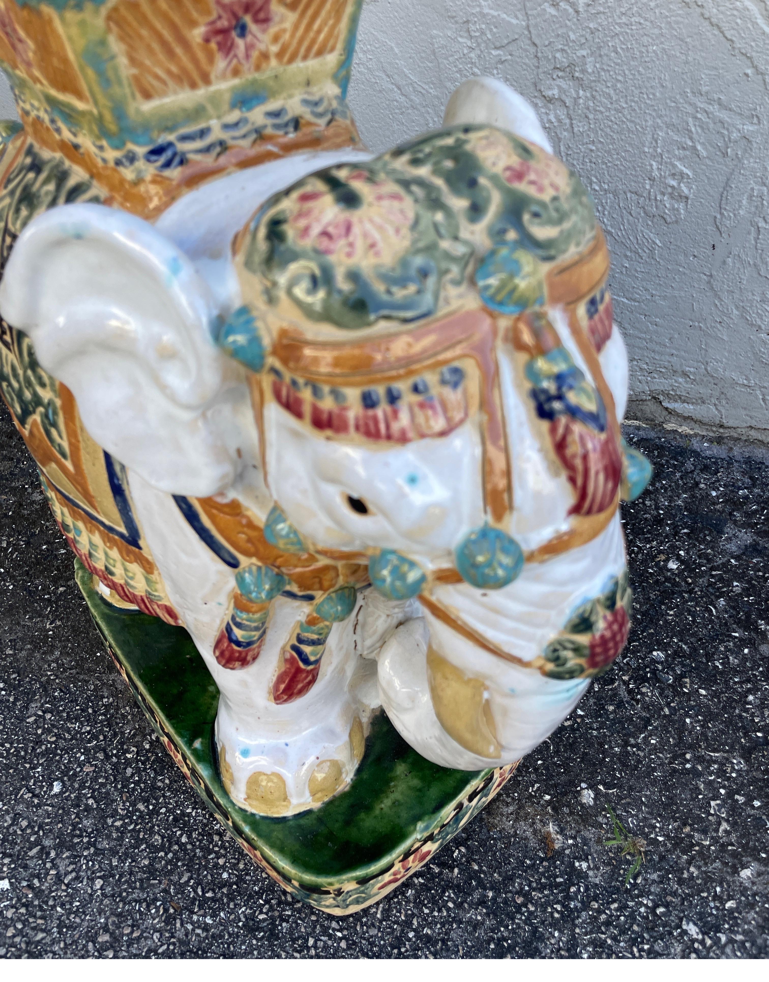 Indian Multicolored Elephant Garden Seat For Sale