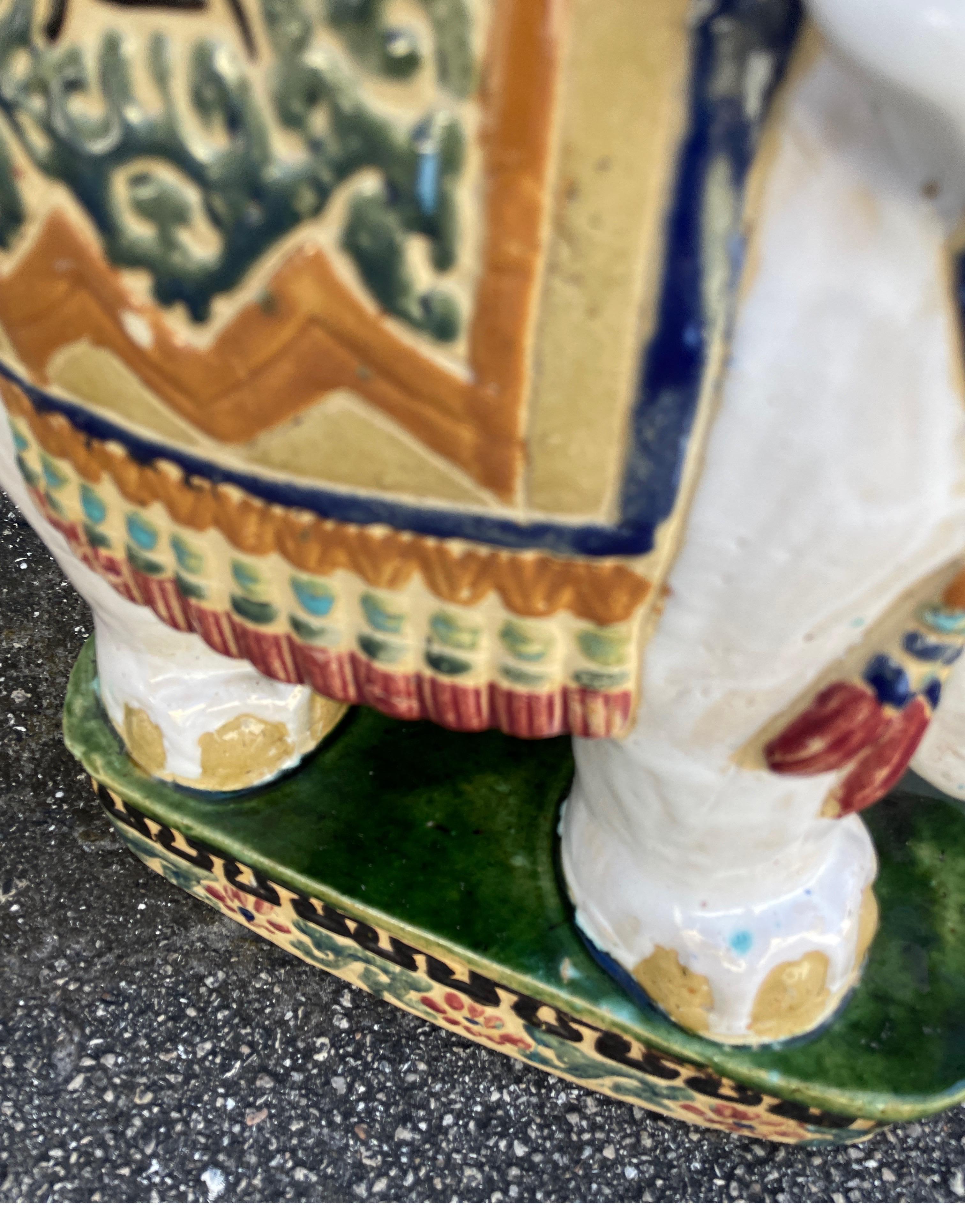 Multicolored Elephant Garden Seat In Good Condition For Sale In West Palm Beach, FL