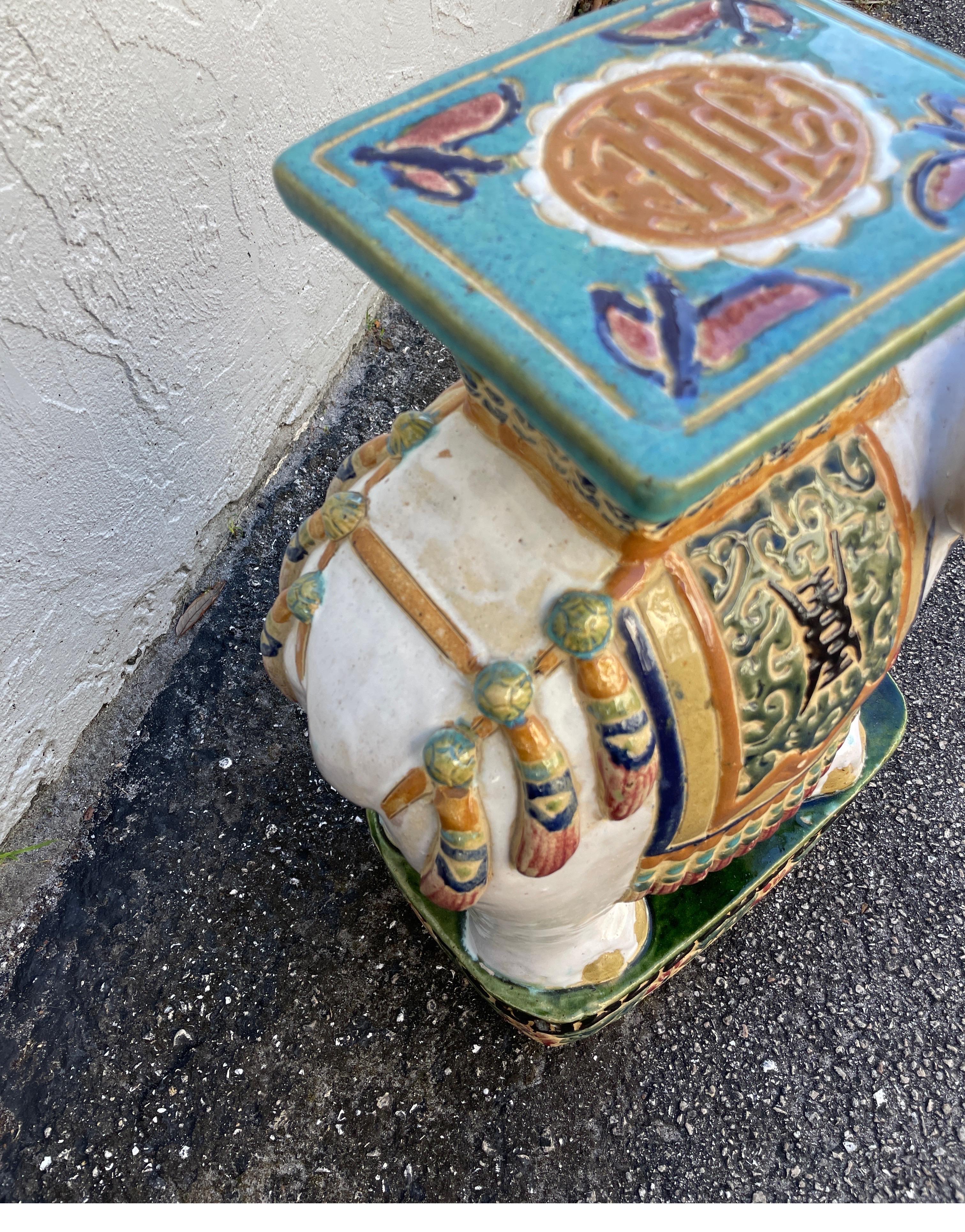 20th Century Multicolored Elephant Garden Seat For Sale