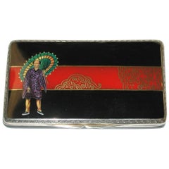 Scatola in argento e smalto multicolore, stile giapponese, datata 1926, Londra