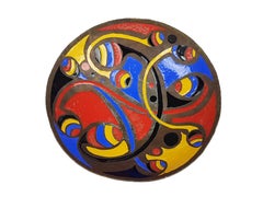 Mehrfarbig emaillierte Bronzeschale Tafelaufsatz Hergestellt 1972 Mario Marè