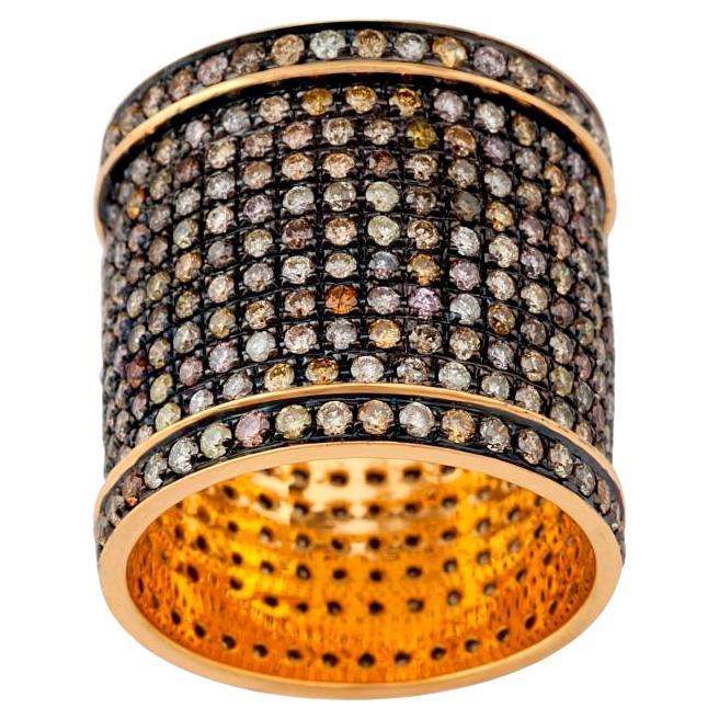 Multicolored Fancy Pave Diamonds Long Ring For Sale