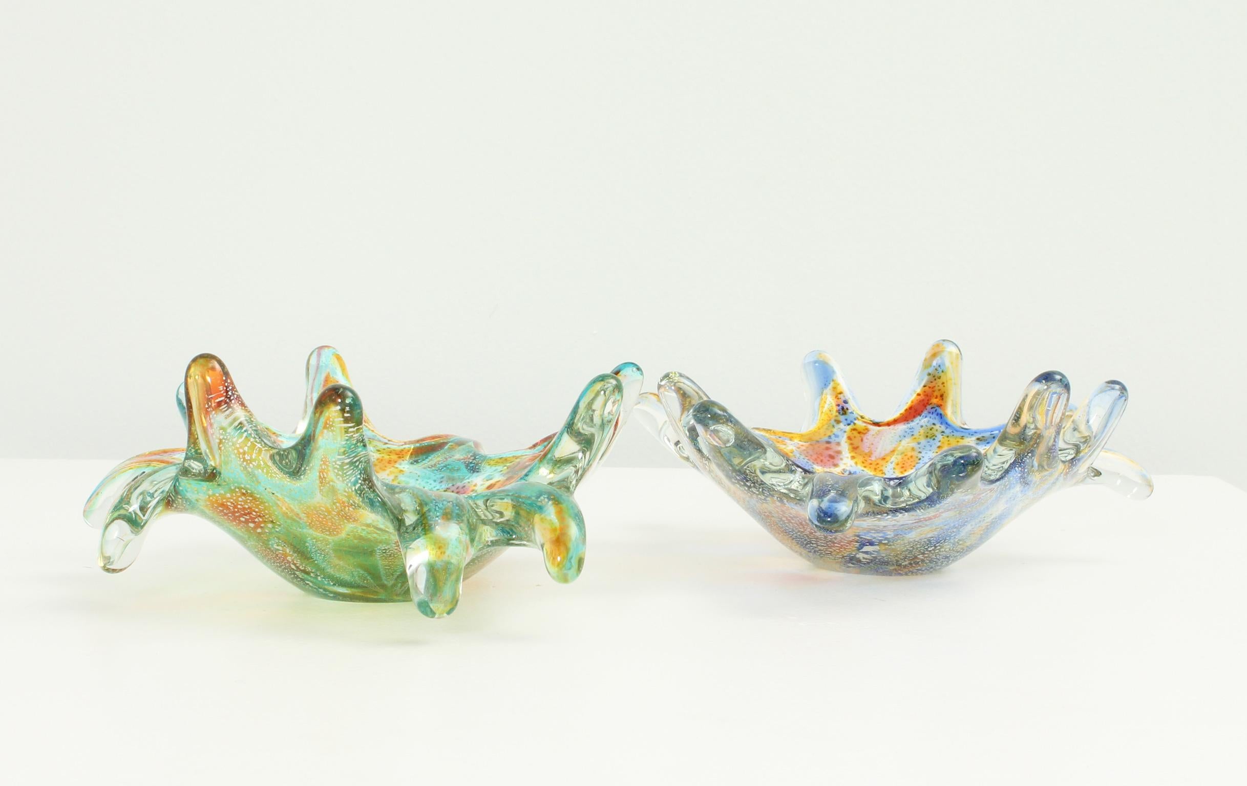 Murano Glass Multicolored Freeform Murano Ashtrays or Bowls, 1960's For Sale