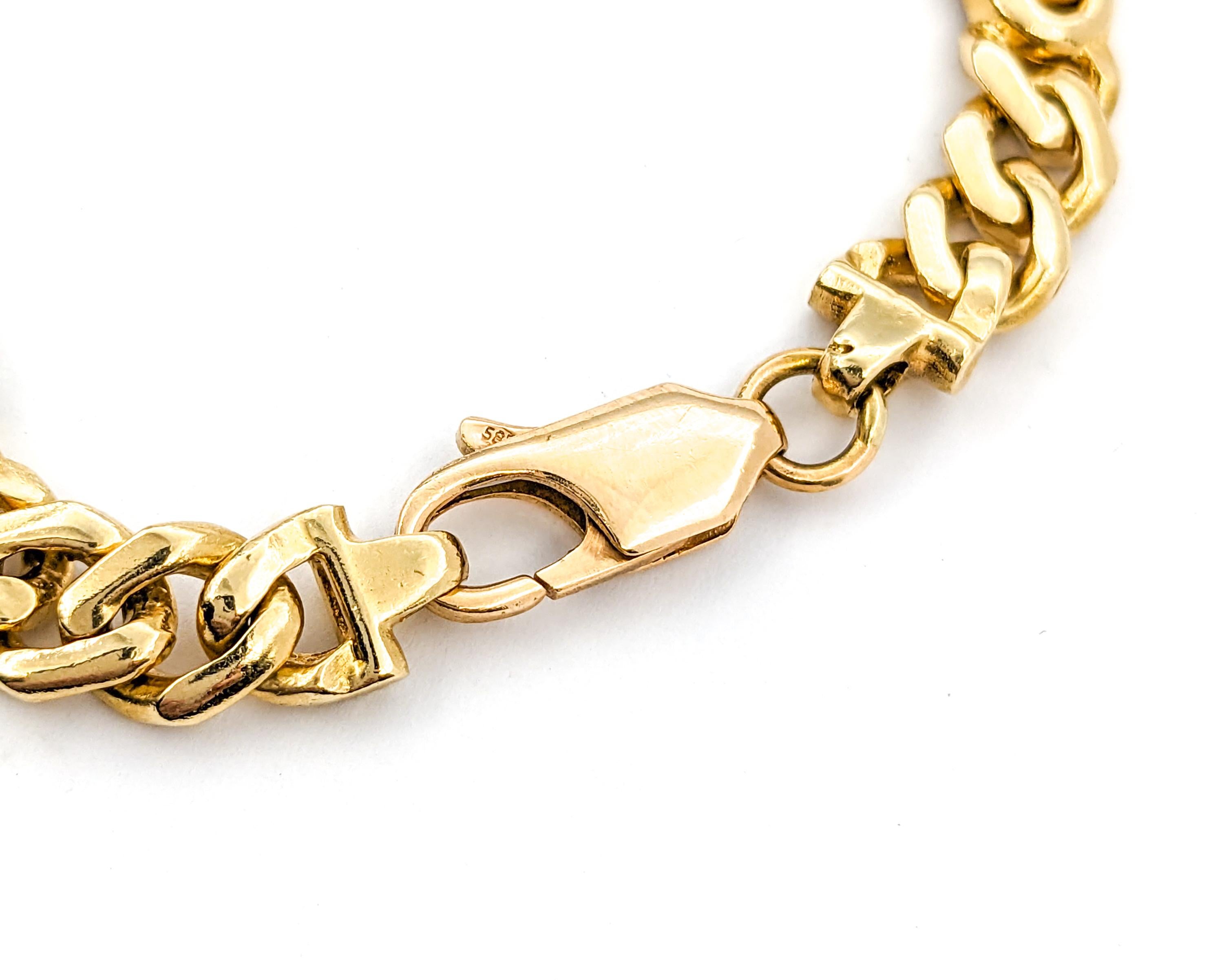 Emerald Cut Multicolored Gemstone & 14K Gold Link Bracelet For Sale