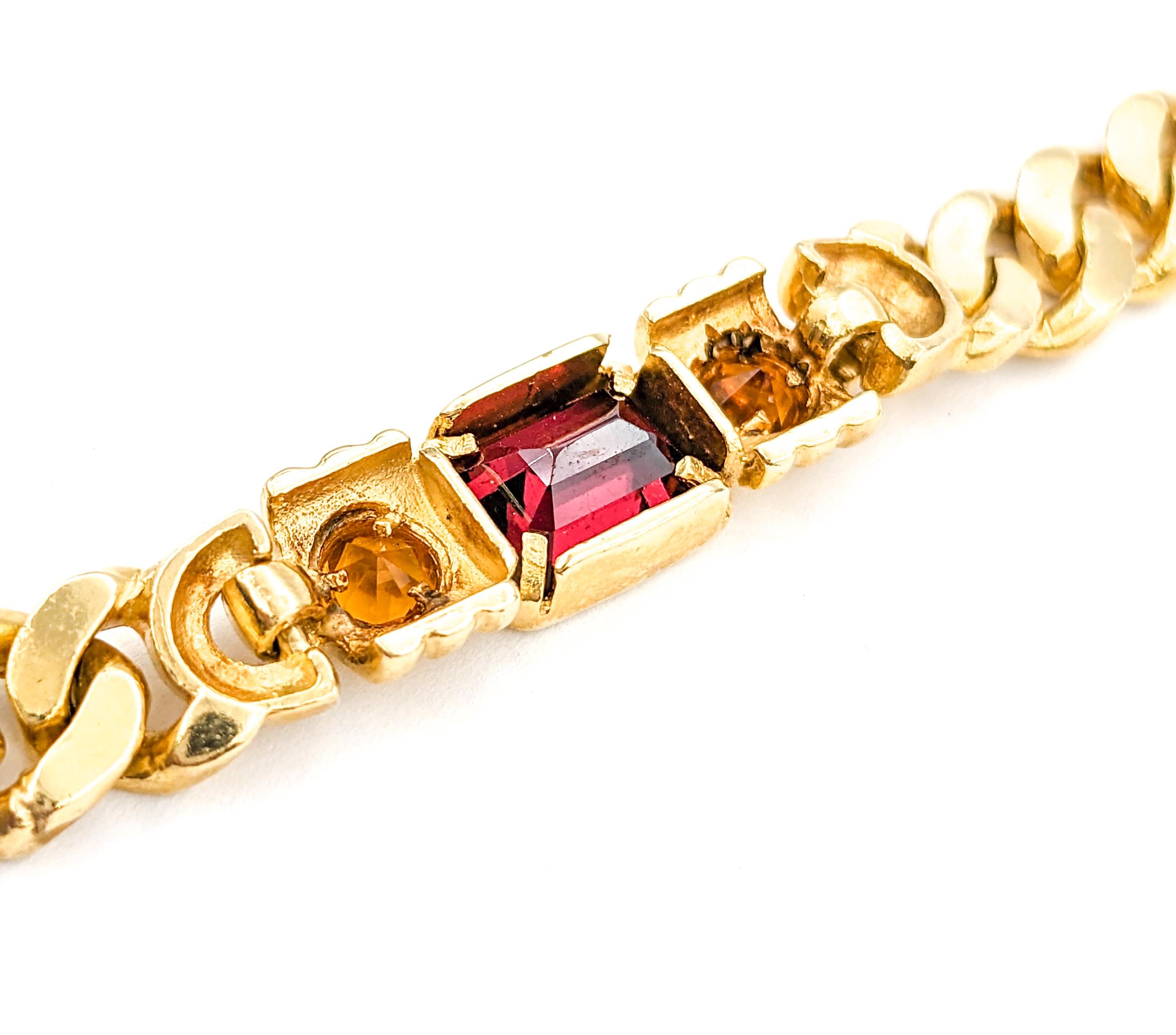 Multicolored Gemstone & 14K Gold Link Bracelet For Sale 1
