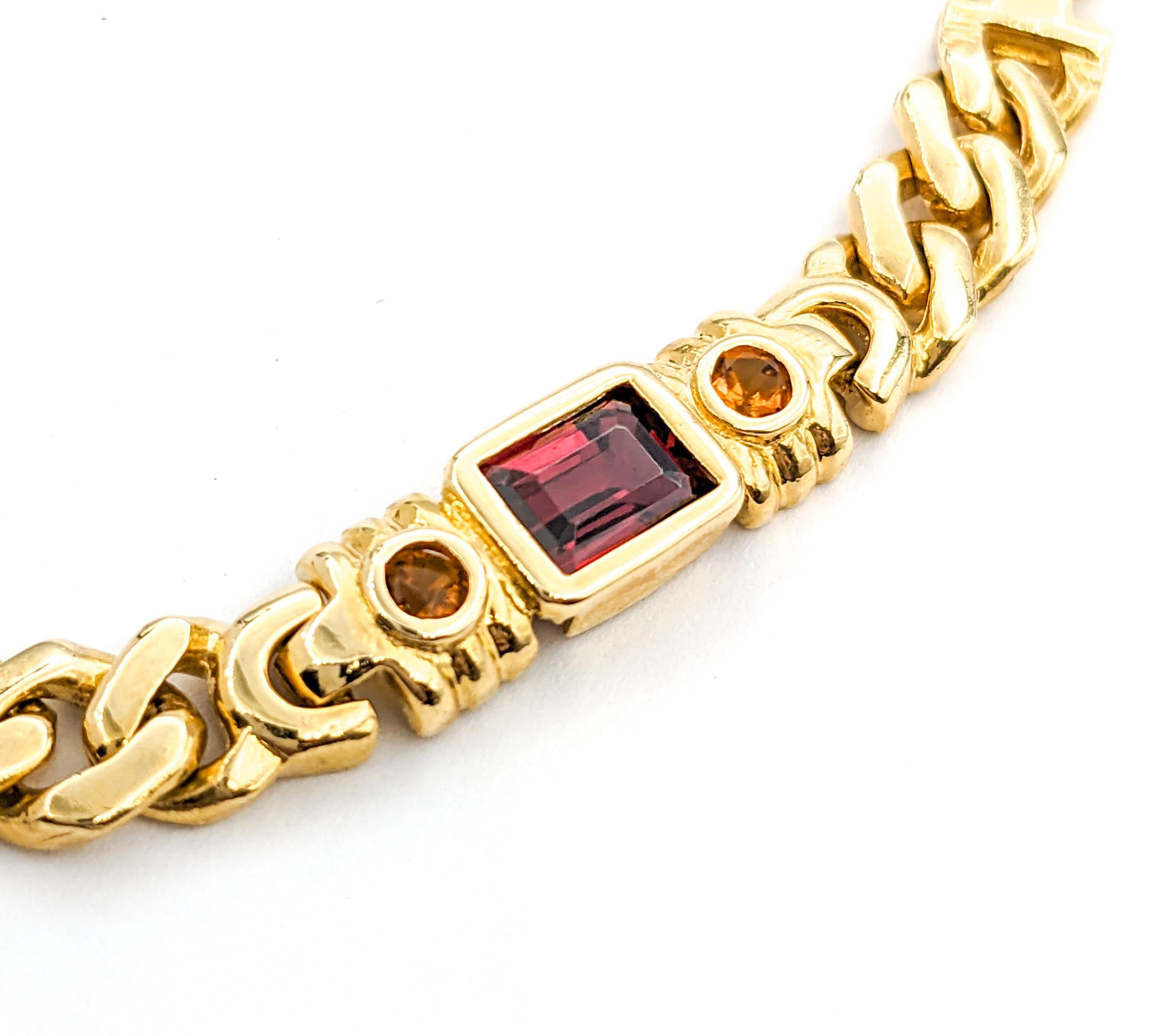 Multicolored Gemstone & 14K Gold Link Bracelet For Sale 3
