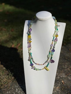 Multicolored Gemstone Necklace in Sterling Silver