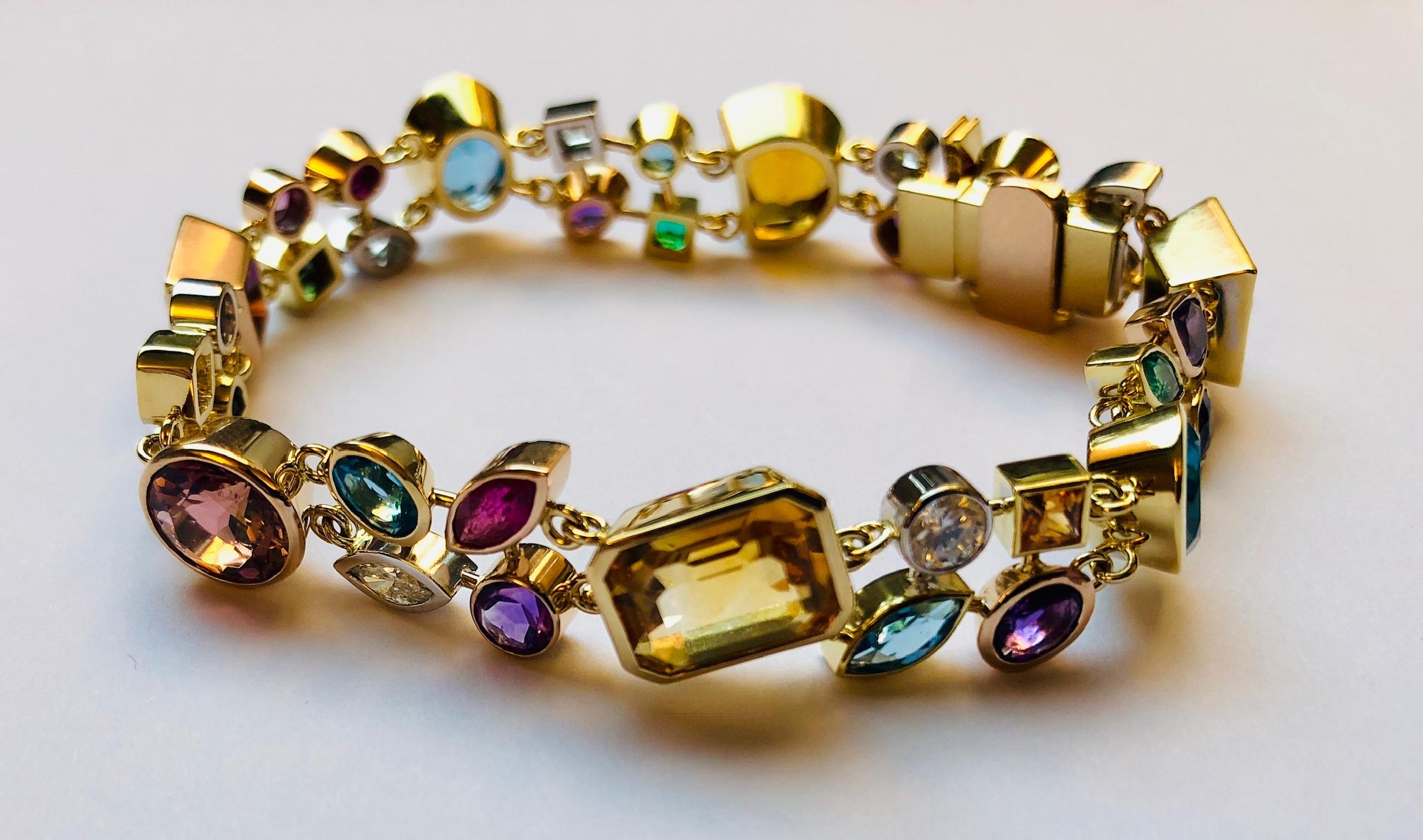 Women's Multicolored Gemstone and Diamond  Bracelet For Sale