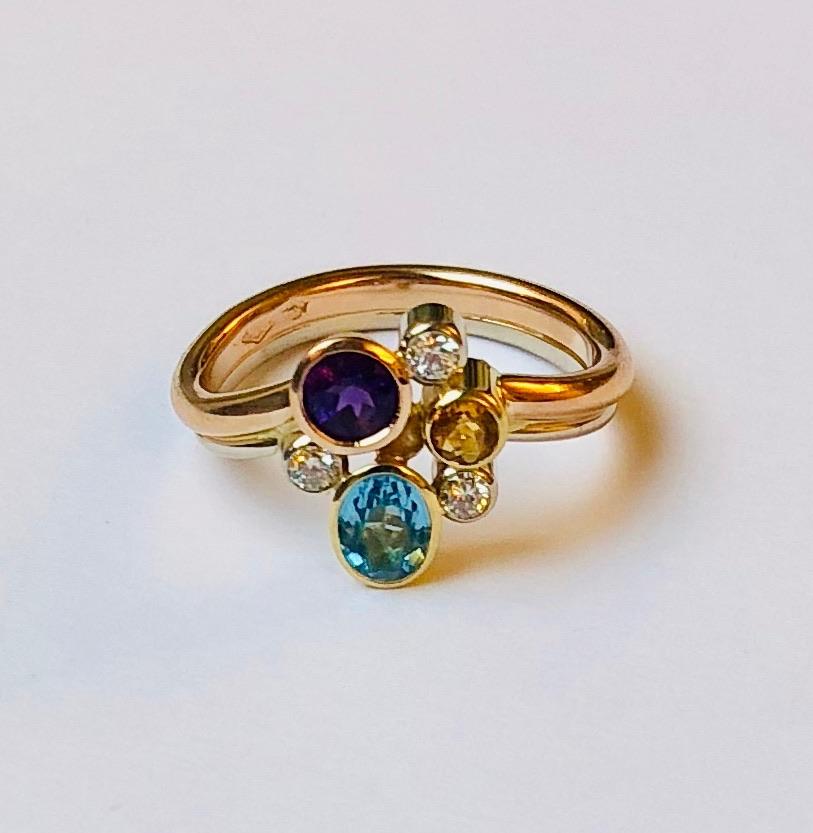 multicolored gemstone ring