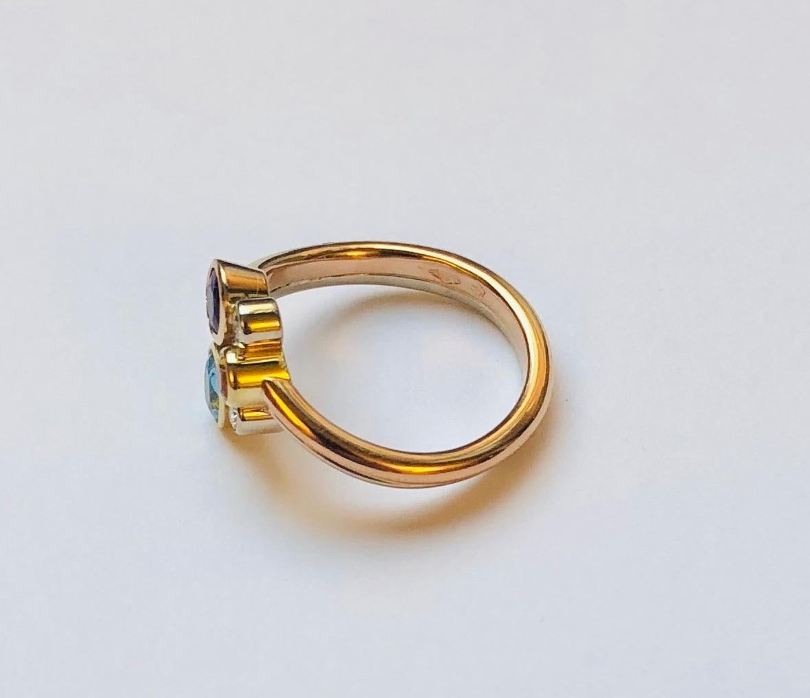 Contemporary Multicolored Gemstone and Diamond Tutti Frutti Ring For Sale