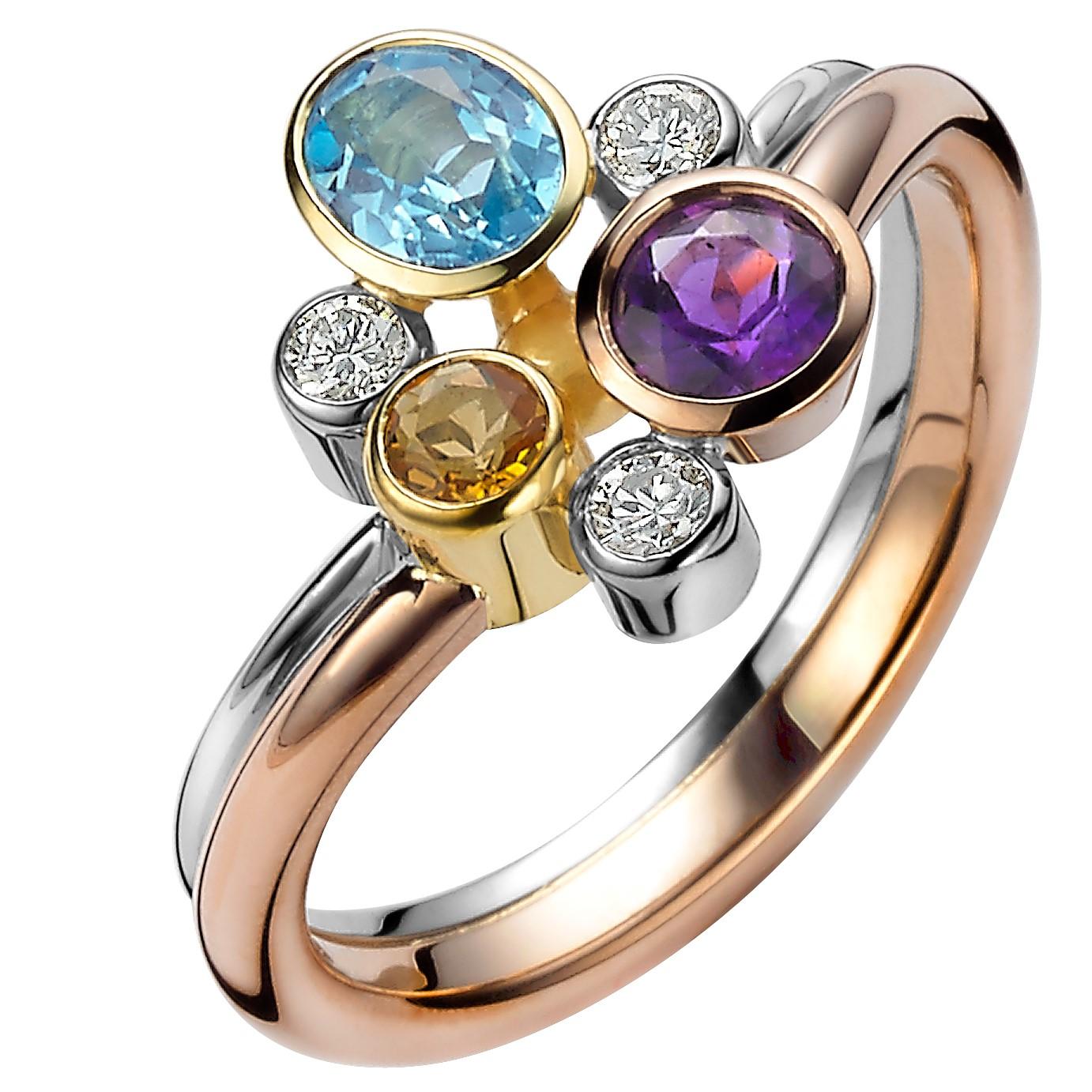 Multicolored Gemstone and Diamond Tutti Frutti Ring For Sale