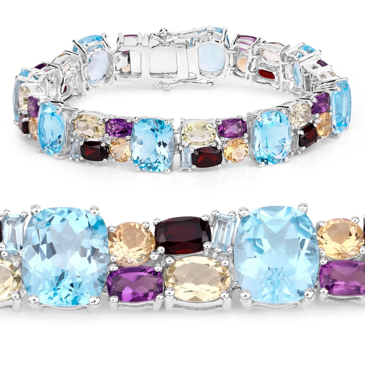 Mehrfarbiges Edelsteinarmband 51 Karat Topas Quarz Amethyst Granat Citrin (Zeitgenössisch) im Angebot