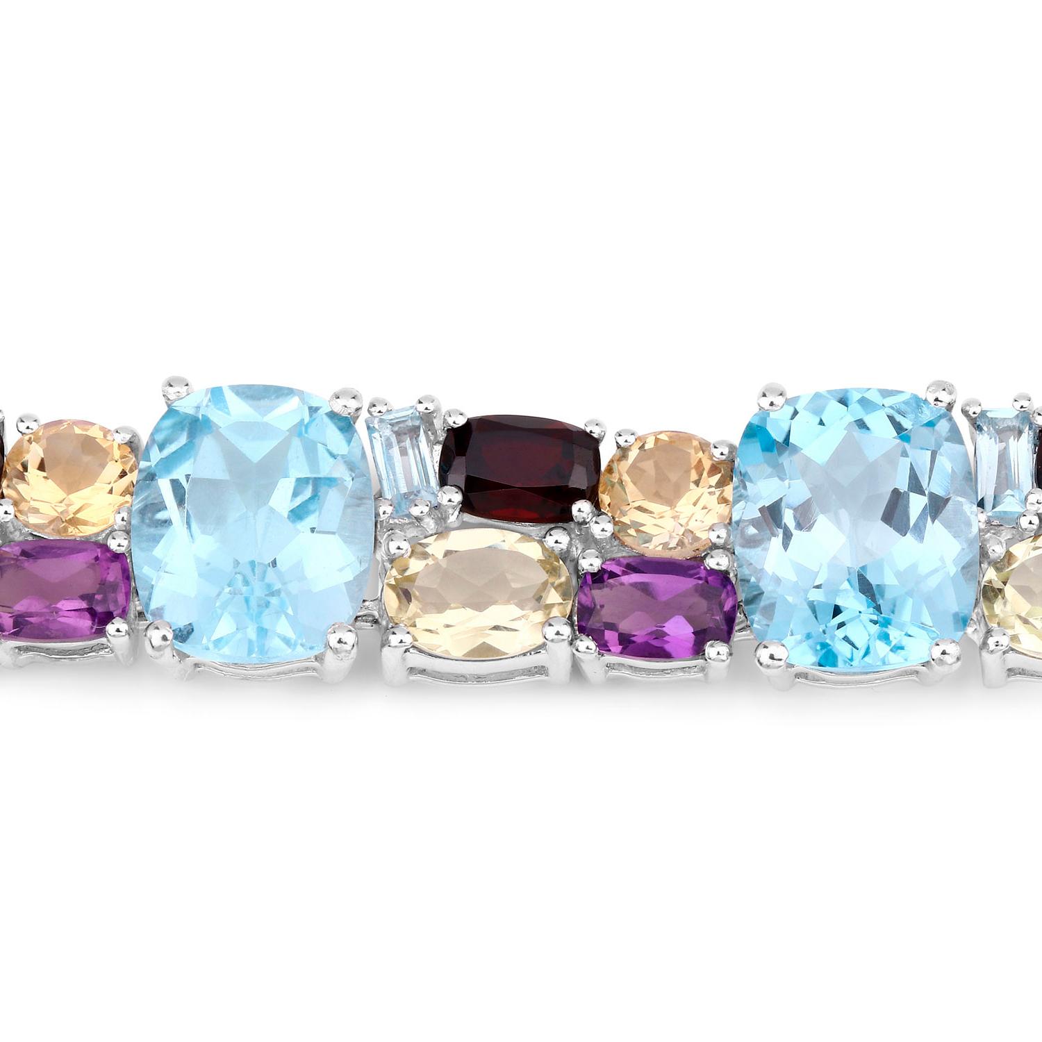 Mehrfarbiges Edelsteinarmband 51 Karat Topas Quarz Amethyst Granat Citrin (Gemischter Schliff) im Angebot