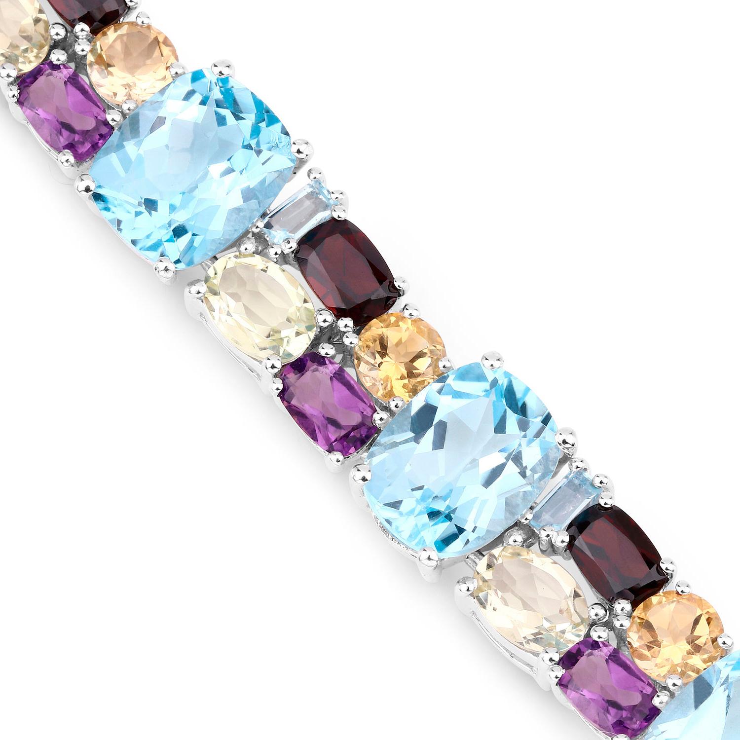 Mehrfarbiges Edelsteinarmband 51 Karat Topas Quarz Amethyst Granat Citrin für Damen oder Herren im Angebot