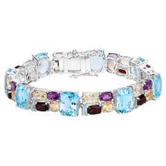 Bracciale di pietre preziose multicolori 51 carati Quarzo Topazio Ametista Granato Citrino