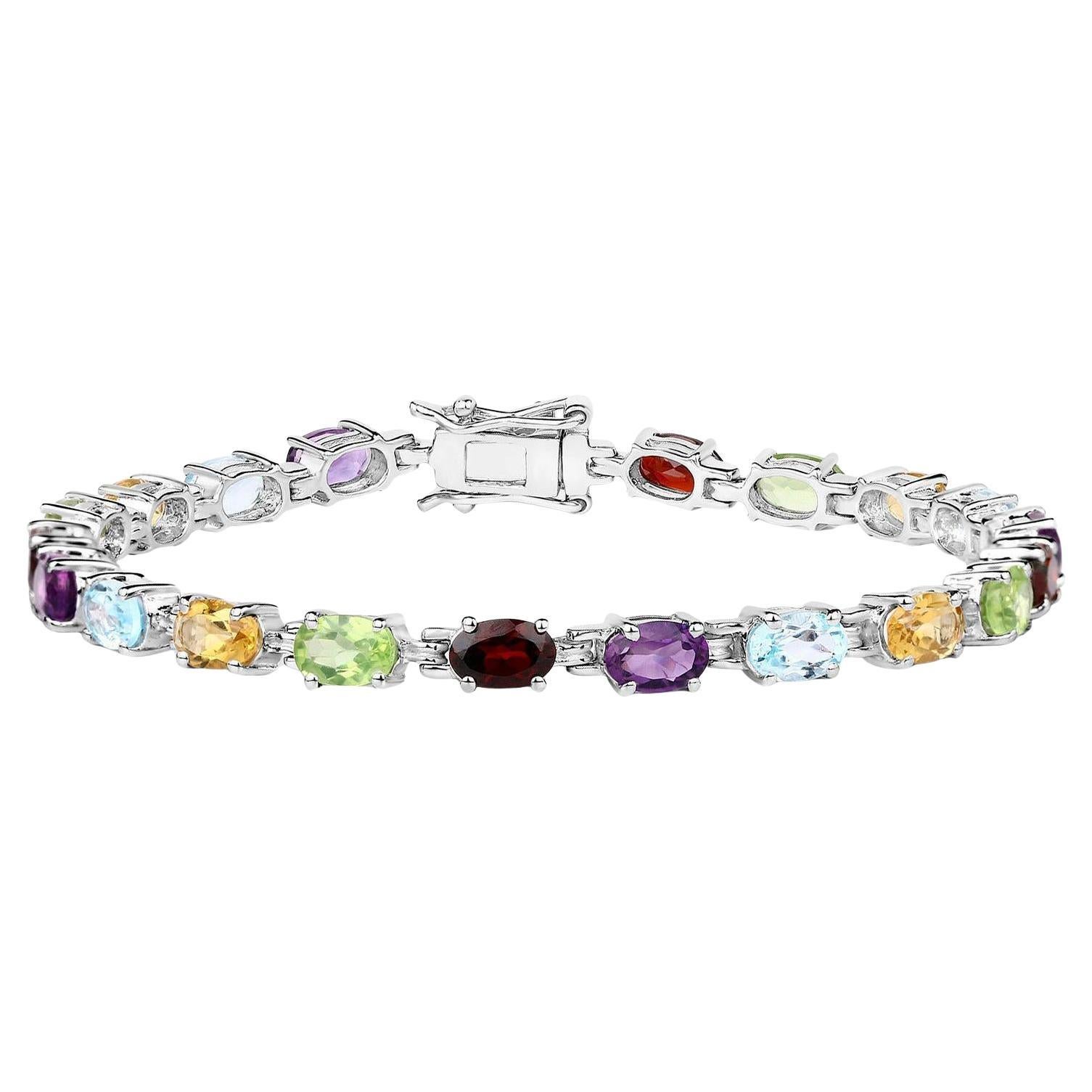 Bracelet de pierres multicolores 9.36 Carats Améthyste Topaze Citrine Péridot