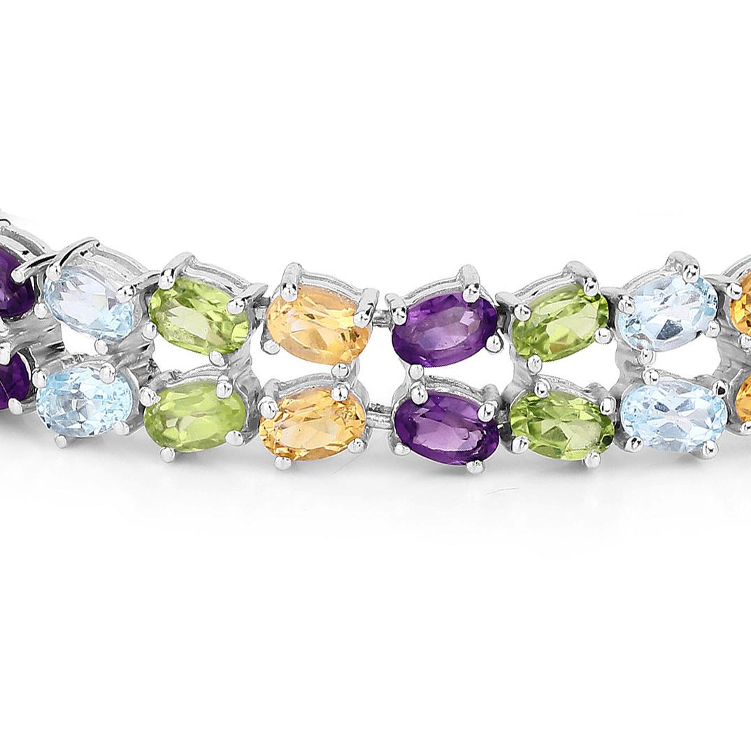 Mehrfarbiges Edelsteinarmband Amethyst Topas Peridot Citrin 18,6 Karat insgesamt (Ovalschliff) im Angebot