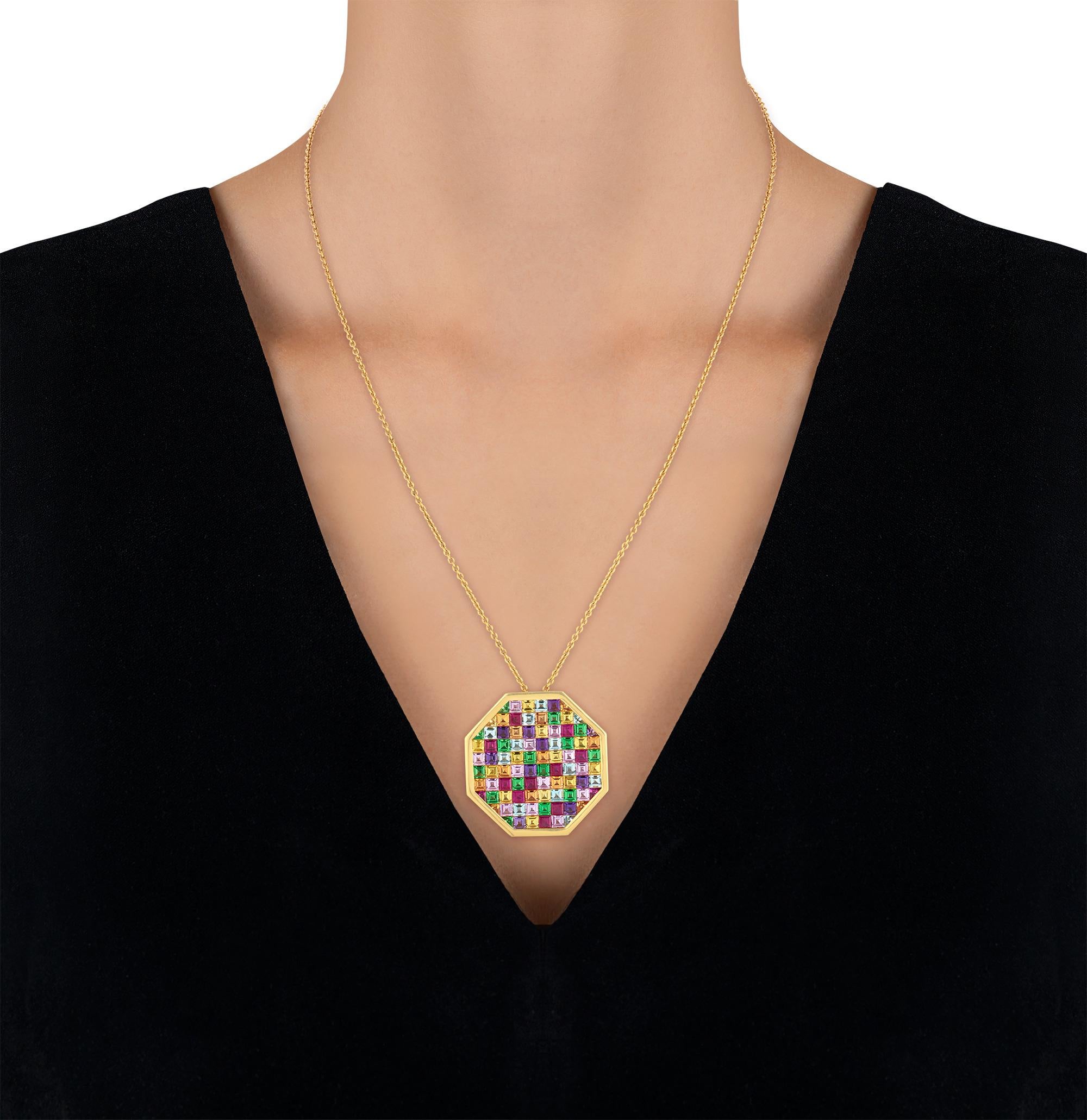 Moderno Collana di pietre preziose multicolore in vendita