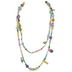 Multicolored Gemstone Necklace in Sterling Silver