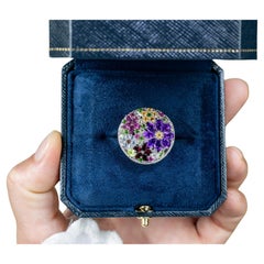 Anello floreale con pietre multicolori Ametista Peridoto Granato Topazio Citrino