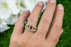 Multicolored Gemstones Ring Amethyst Citrine Peridot Topaz 3.6 Carats Silver
