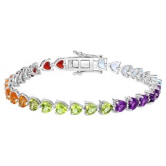 Bracelet de tennis en pierres multicolores 14,4 carats en argent sterling