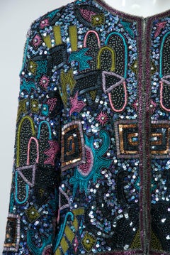 Multicolored Geometric Beaded Evening Jacket