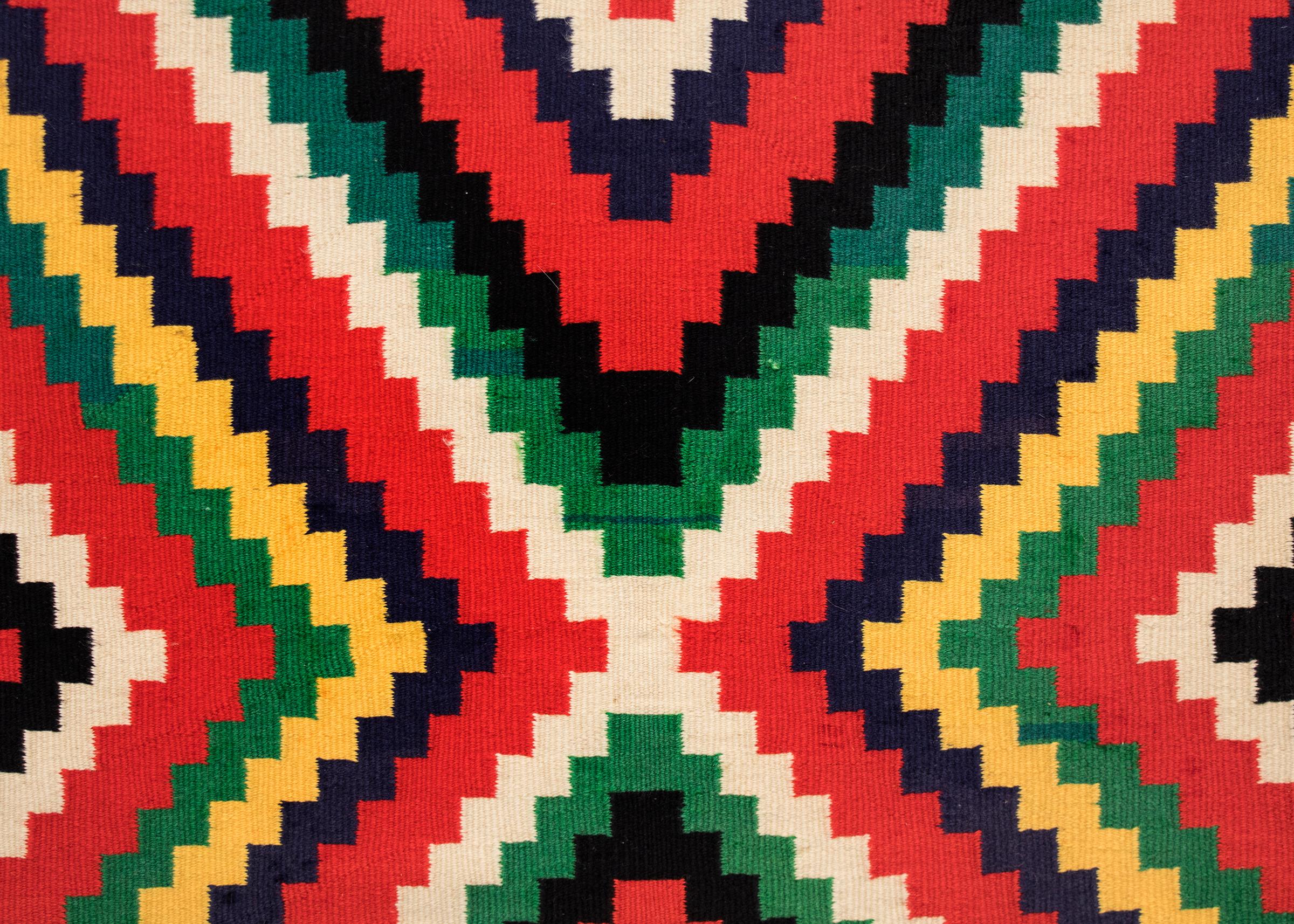 Native American Multicolored Germantown Navajo Woven Blanket, circa 1890 For Sale