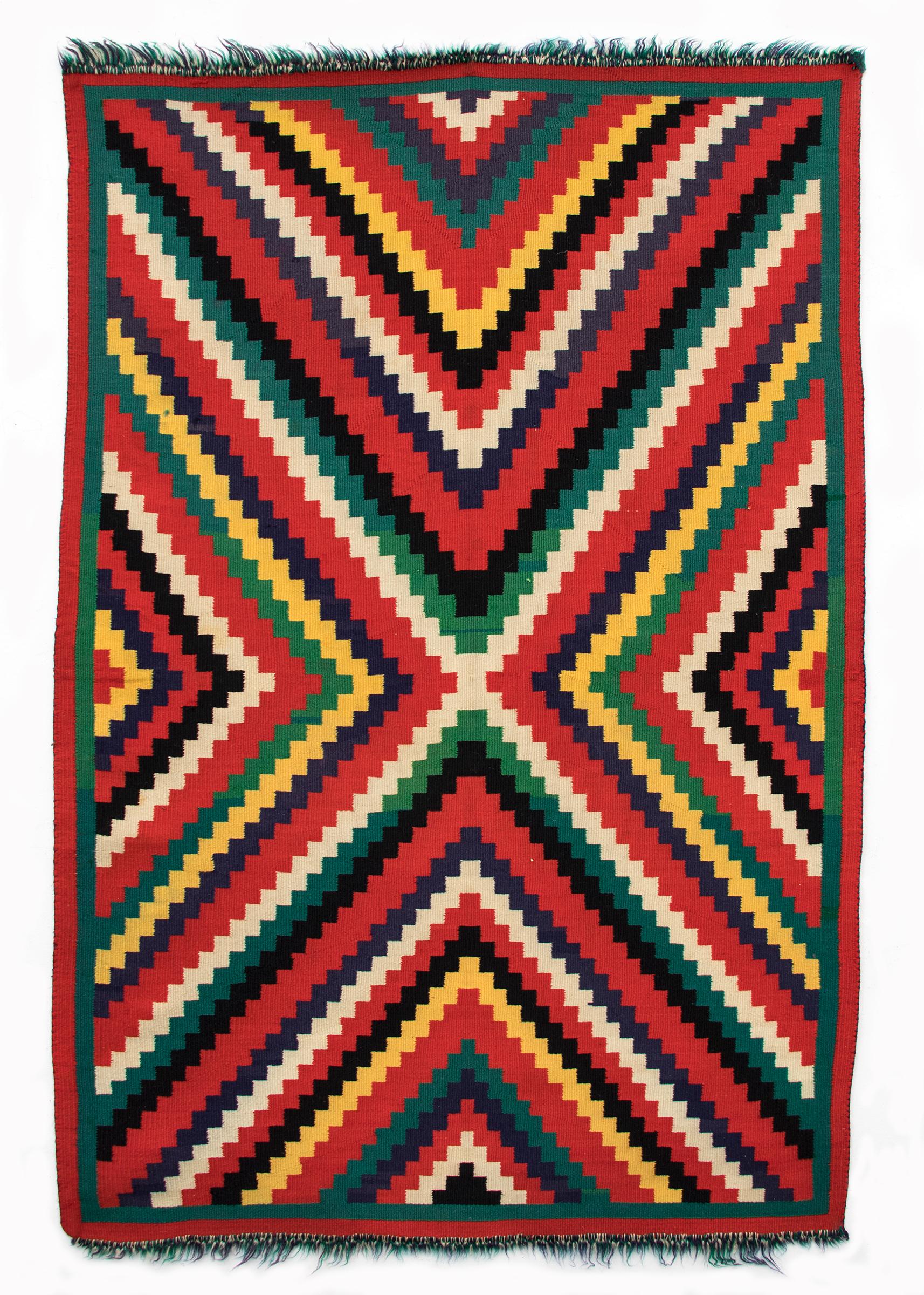 Multicolored Germantown Navajo Woven Blanket, circa 1890 In Good Condition For Sale In Denver, CO