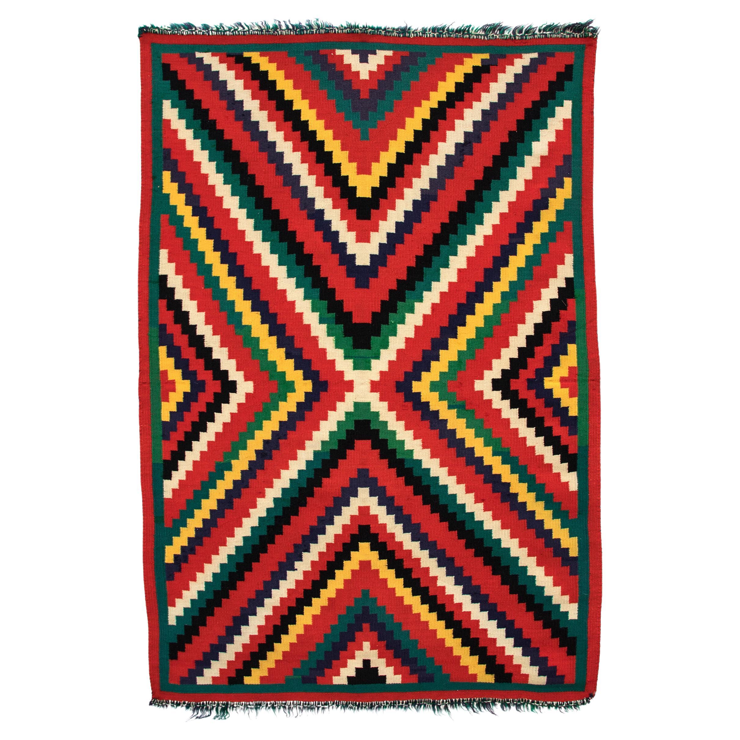 Multicolored Germantown Navajo Woven Blanket, circa 1890 For Sale
