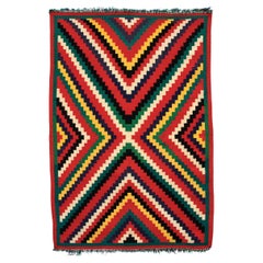 Multicolored Germantown Navajo Woven Blanket, circa 1890