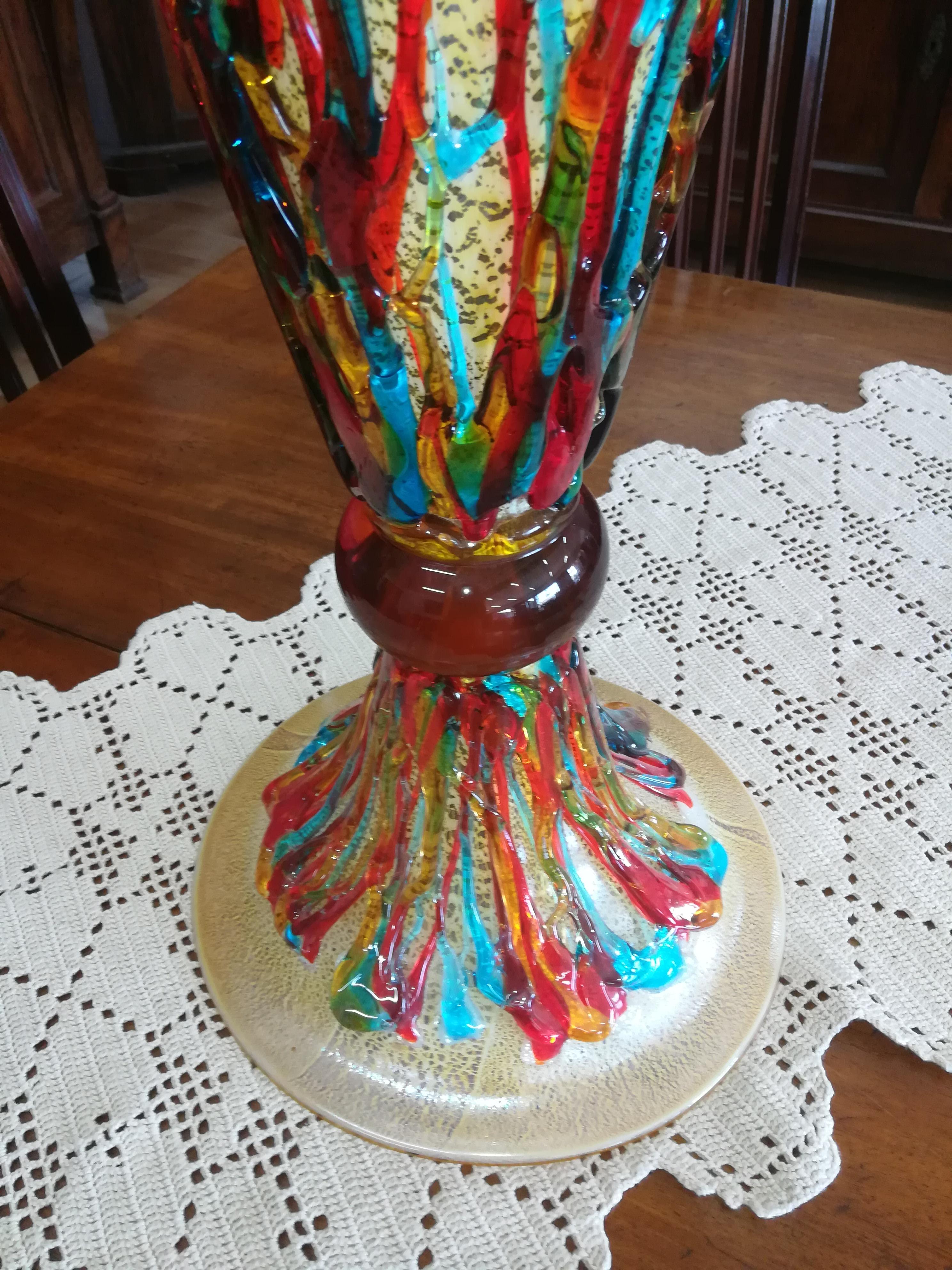 Contemporary Multicolored Glass Blown Italian Coup For Sale