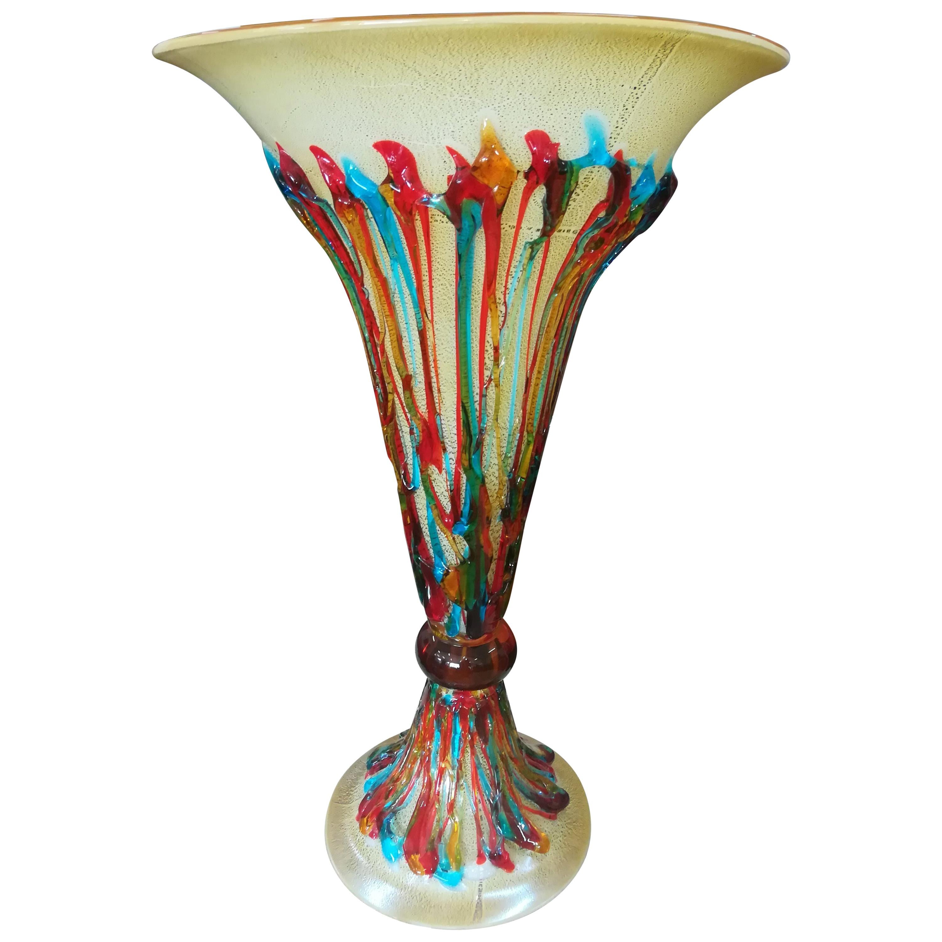 Multicolored Glass Blown Italian Coup For Sale