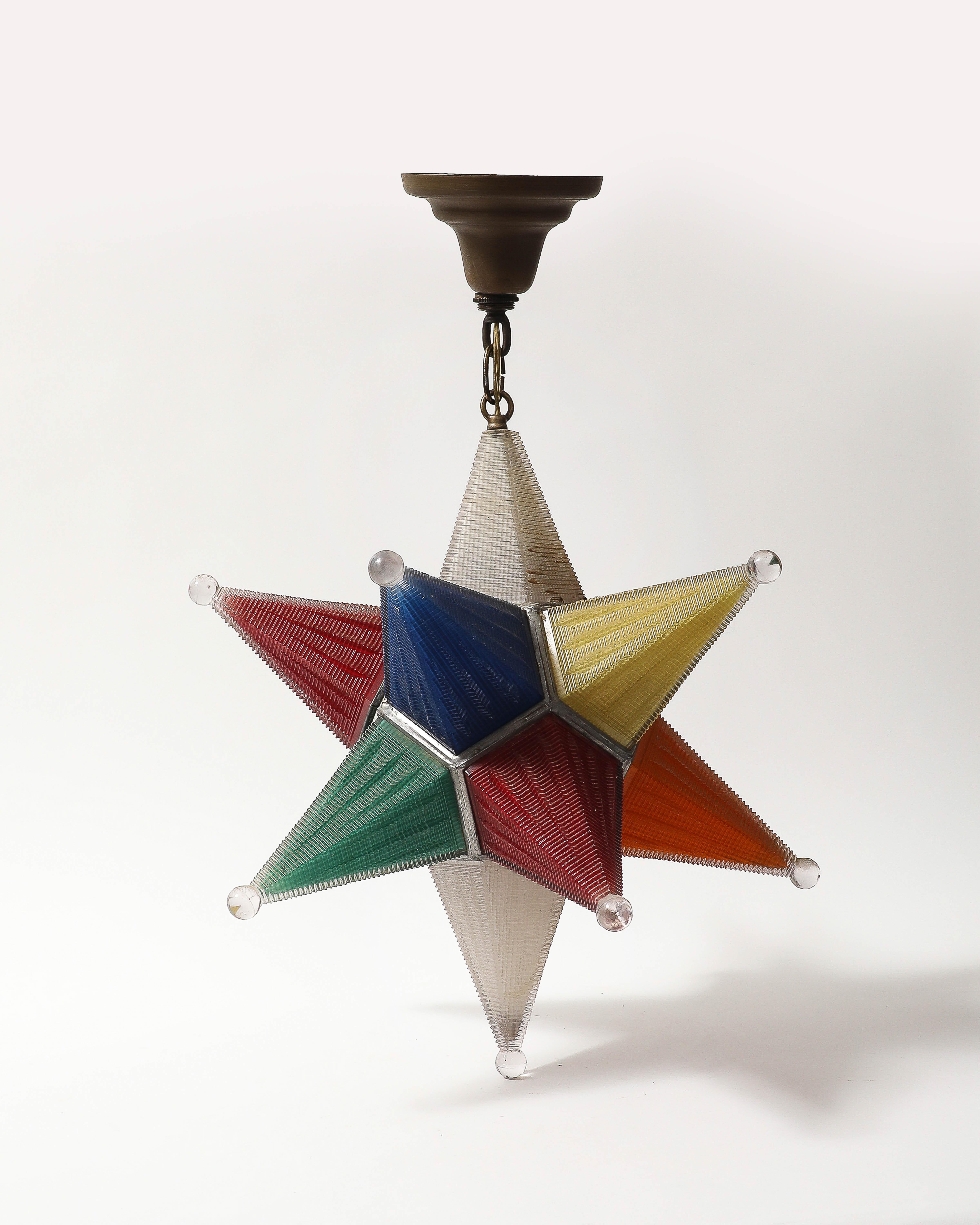 Lámpara de cristal multicolor Estrella de Moravia, Alemania, S. XX en venta 5