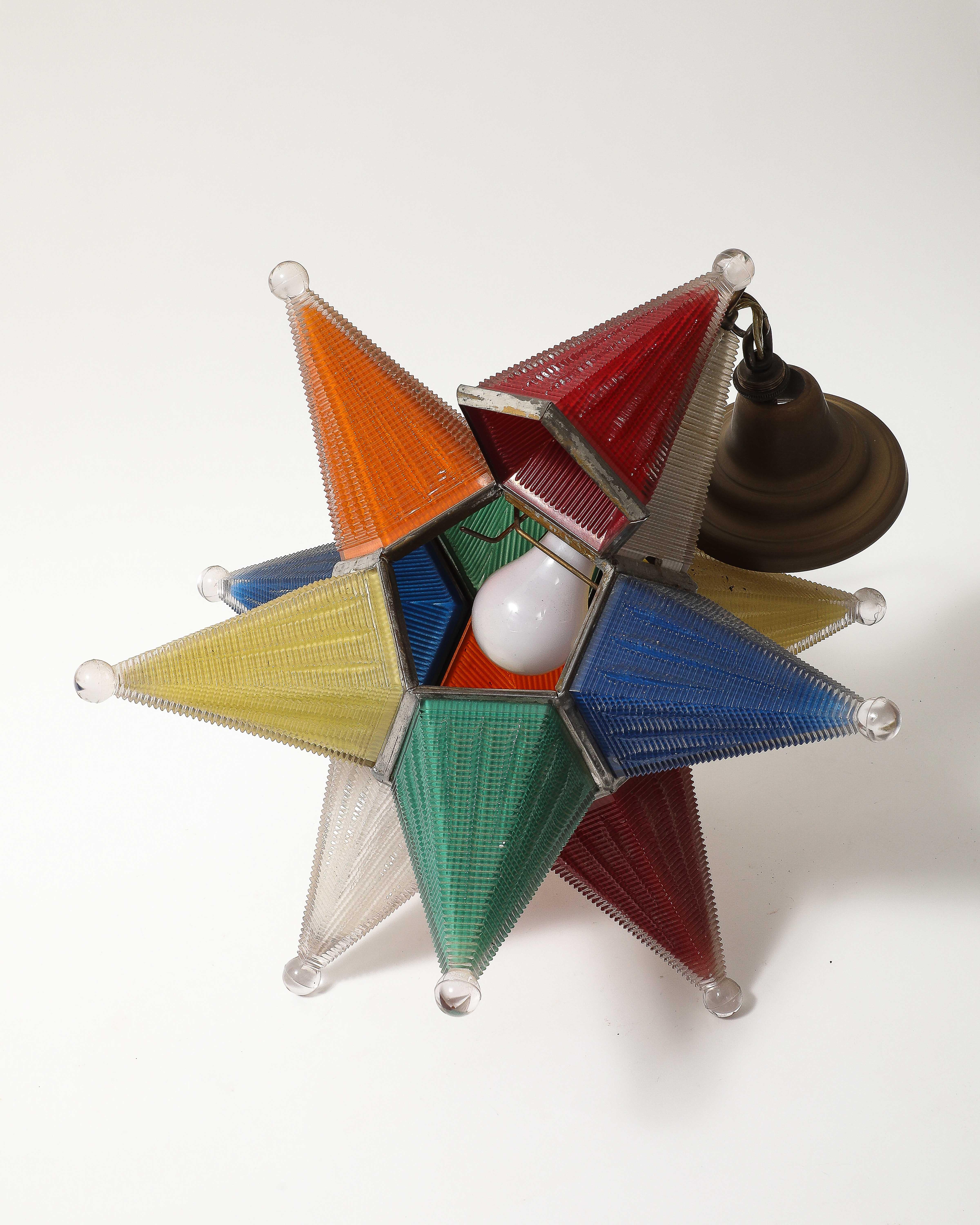 Lámpara de cristal multicolor Estrella de Moravia, Alemania, S. XX en venta 10