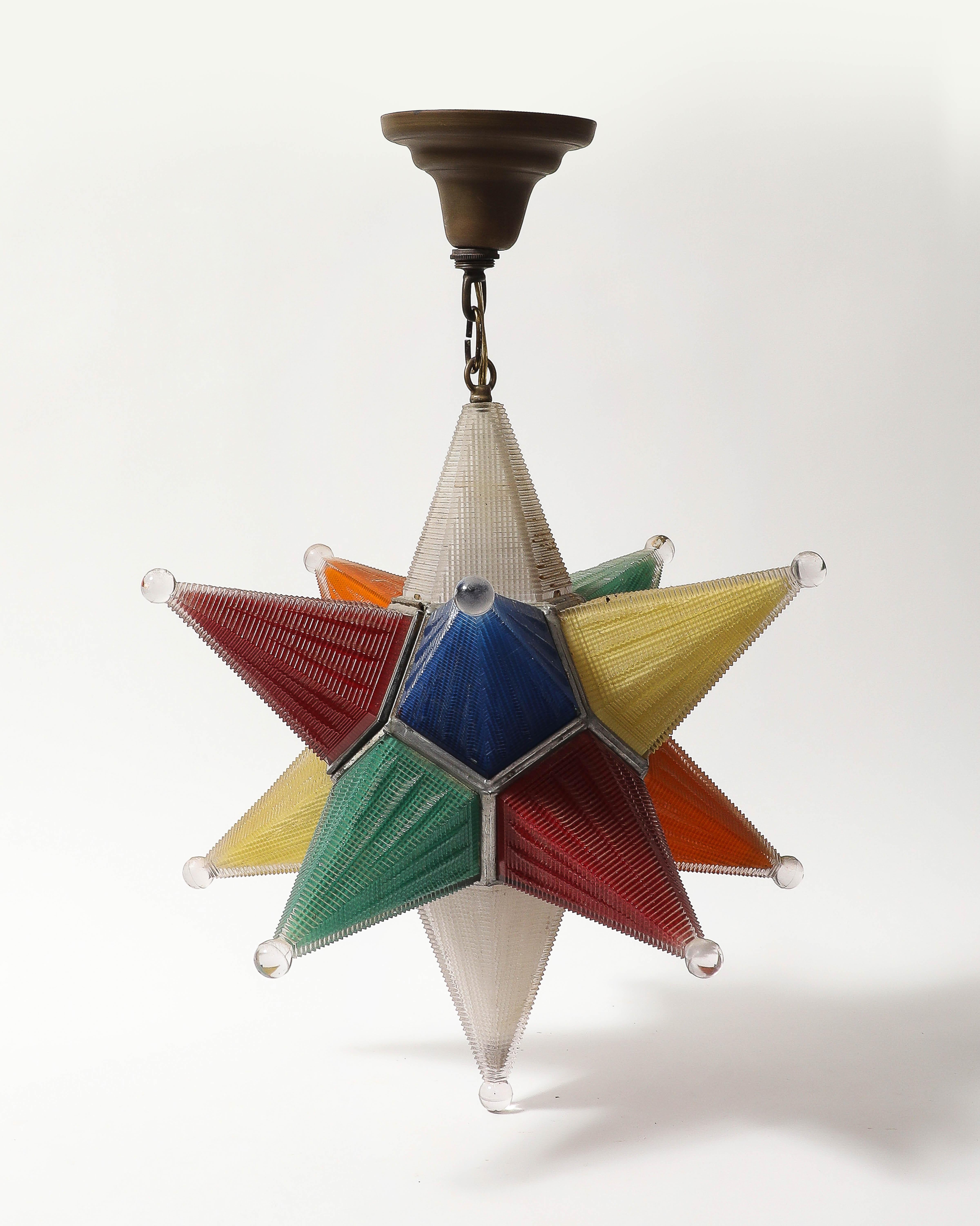 Lámpara de cristal multicolor Estrella de Moravia, Alemania, S. XX siglo XX en venta