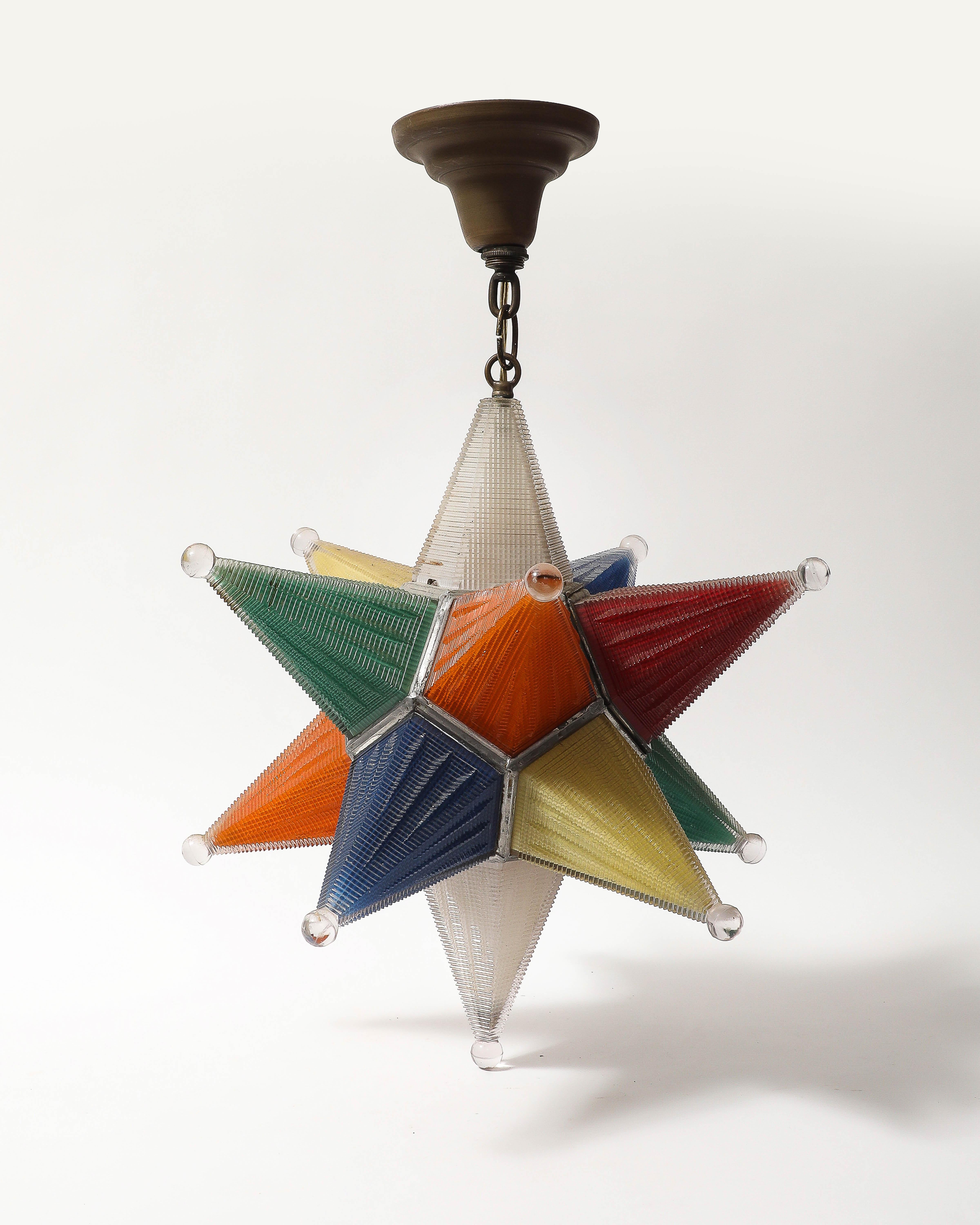 Lámpara de cristal multicolor Estrella de Moravia, Alemania, S. XX en venta 1