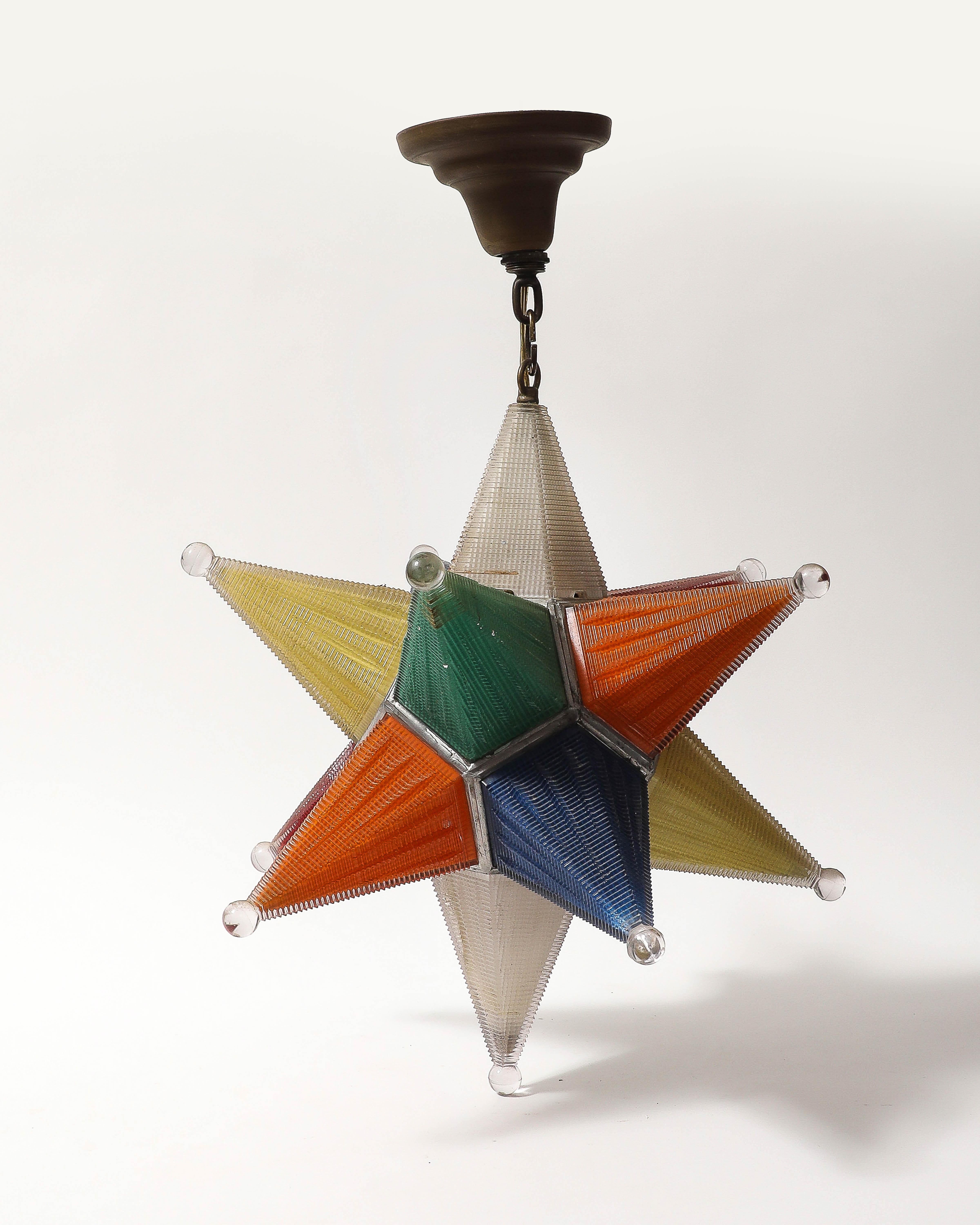 Lámpara de cristal multicolor Estrella de Moravia, Alemania, S. XX en venta 2